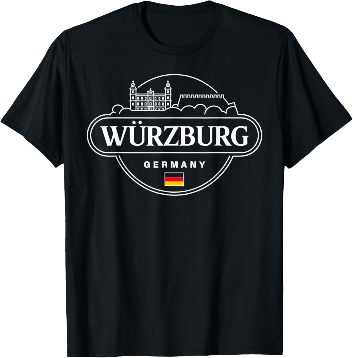 Würzburg Germany City Travel Souvenir Design T-Shirt - T-Shirt | Black