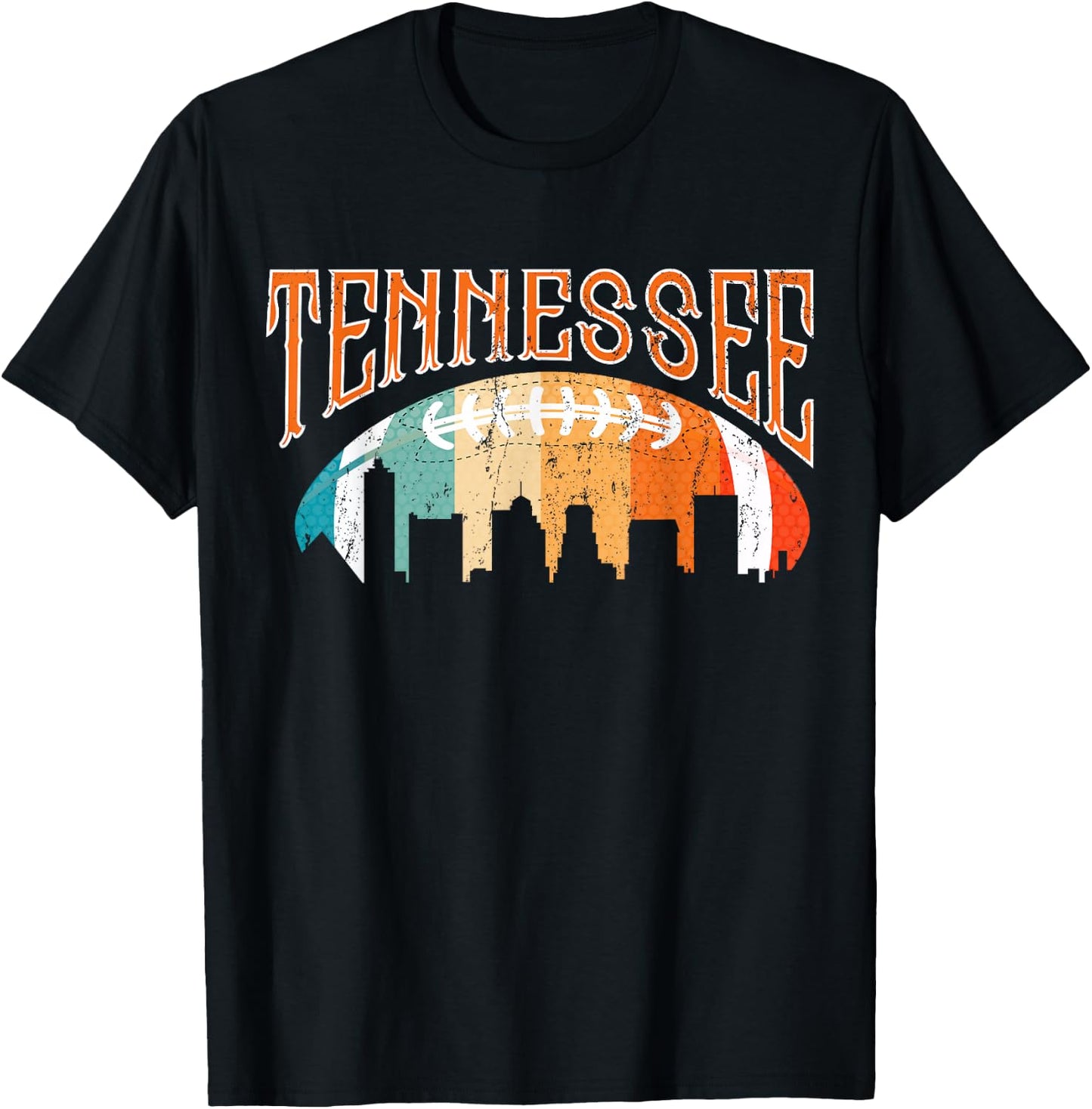 Retro Tennessee Football Fan Vintage City Skyline T-Shirt - T-Shirt | Black