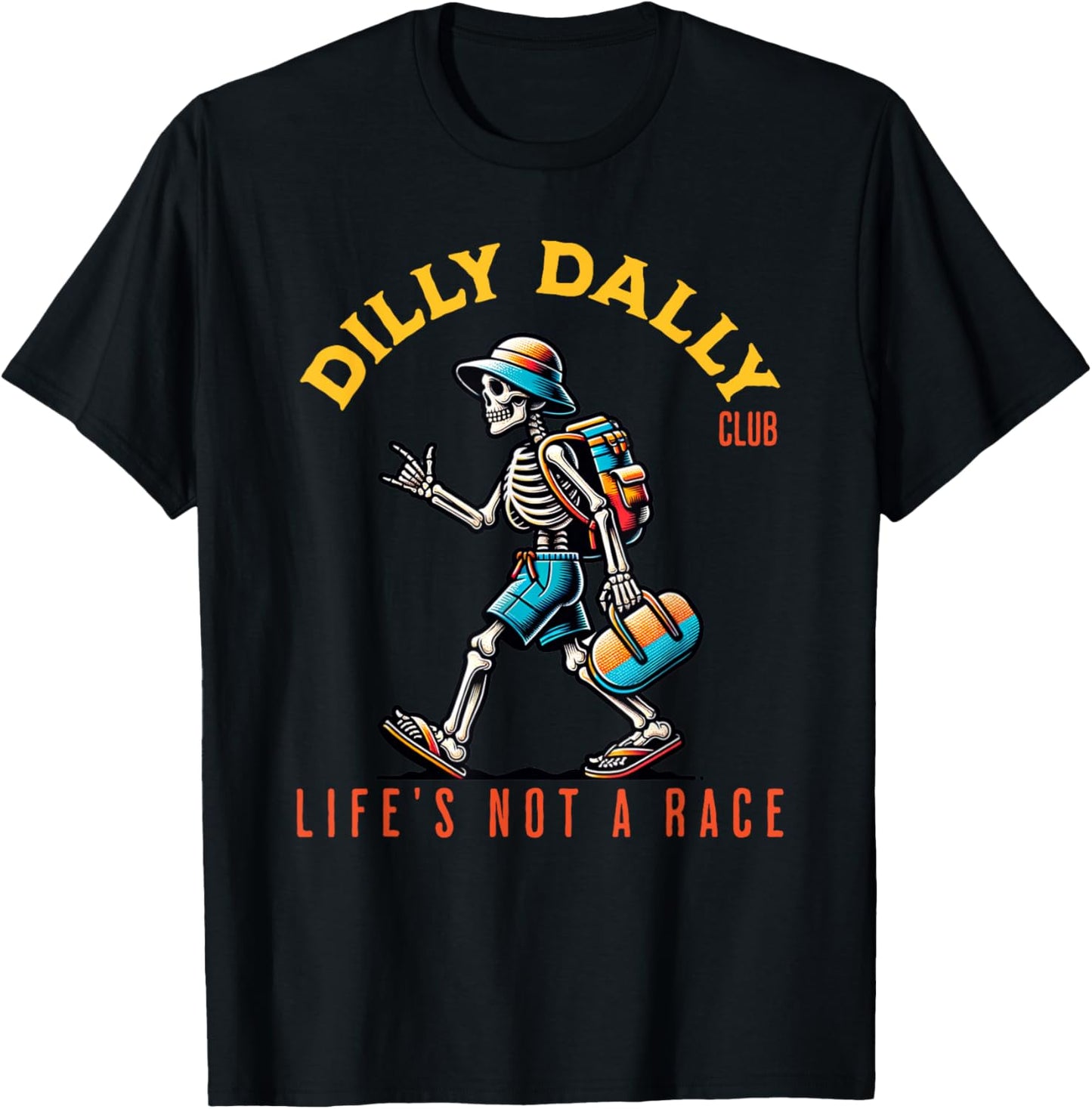 Dilly Dally Club | Fun Lazy T-Shirt - T-Shirt | Black