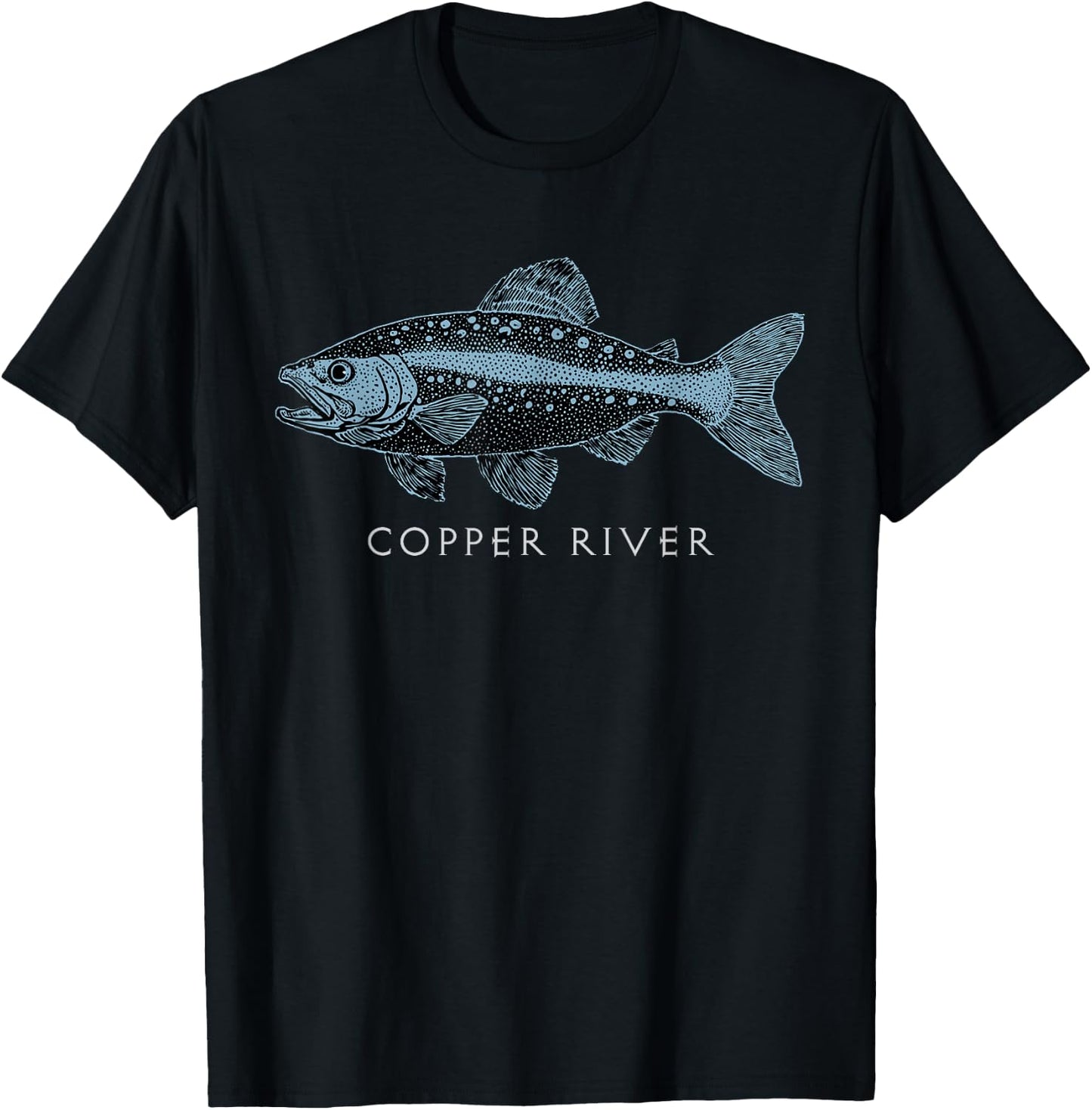 Copper River Salmon Alaska Fish Art Fishing Trip Design T-Shirt - T-Shirt | Black