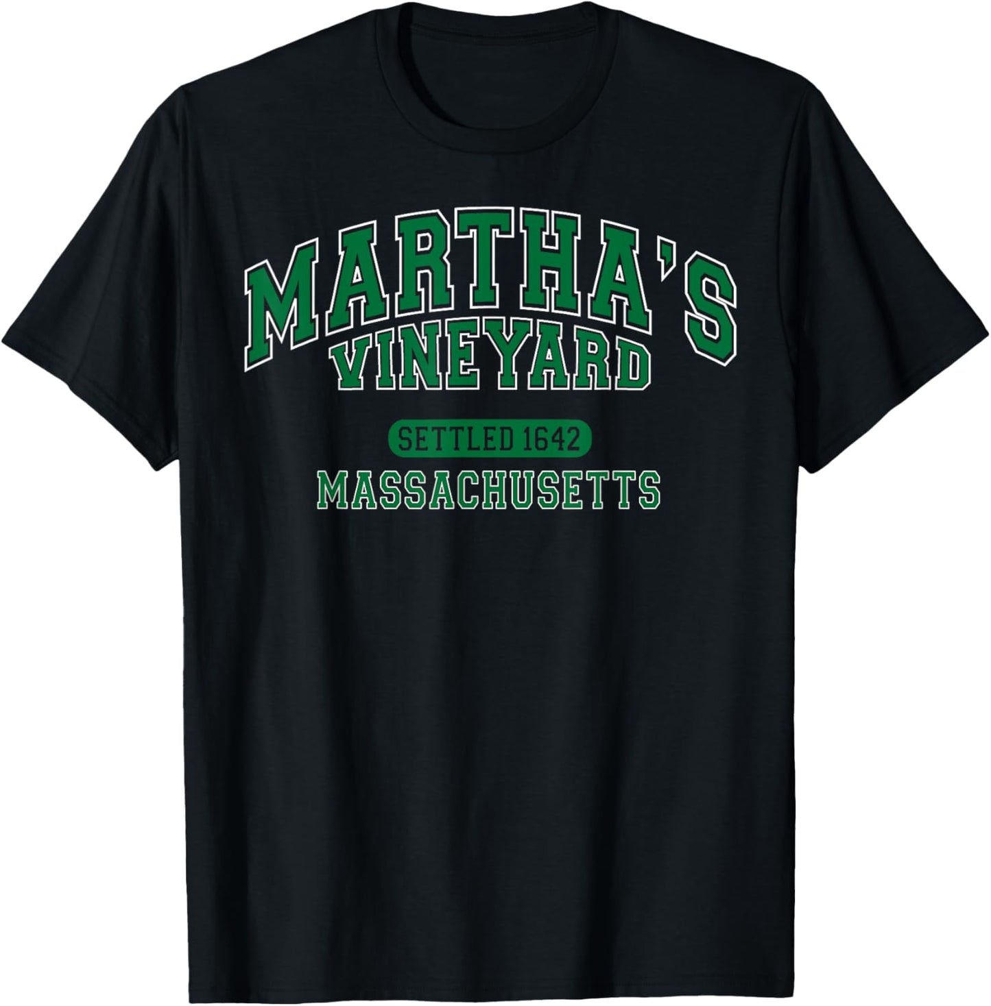 Martha's Vineyard Massachusetts Vintage Sports Green T-Shirt - T-Shirt | Black