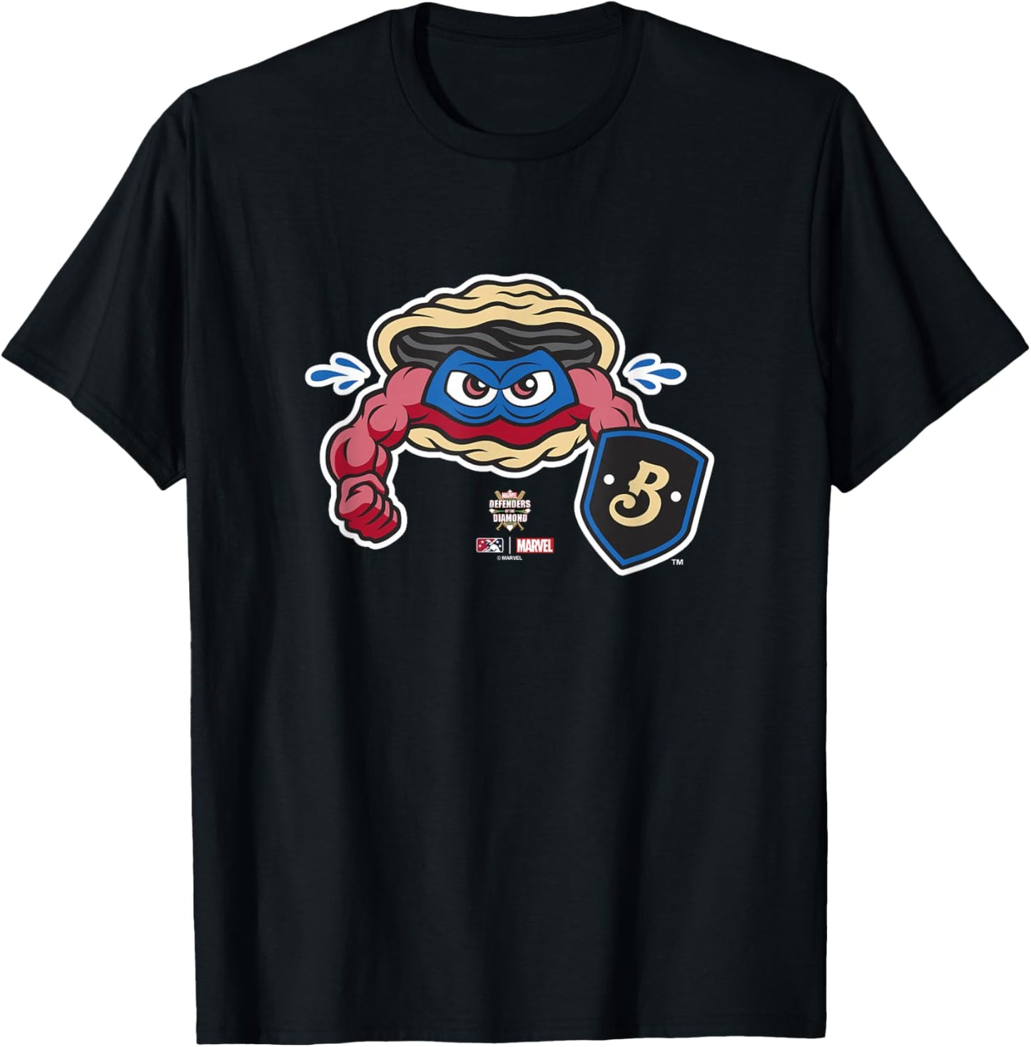 Marvel x MiLB Defenders Of The Diamond Biloxi Shuckers Logo T-Shirt - T-Shirt | Black