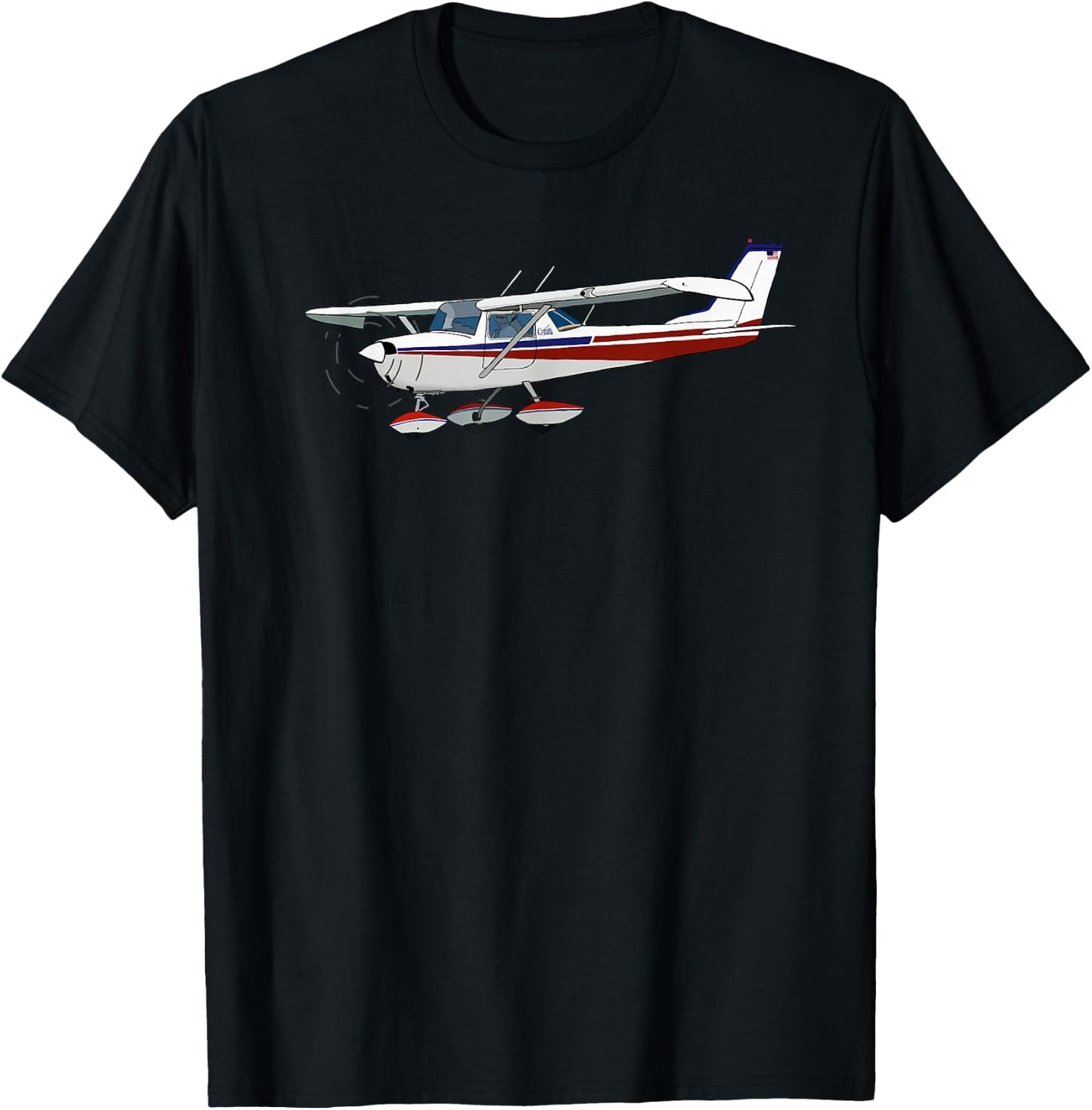C-172 Skyhawk Airplane Illustration Aviation Pilot Art T-Shirt - T-Shirt | Black