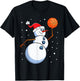 Snowman Basketball Player Santa Hat Men Boys Christmas Xmas T-Shirt - T-Shirt | Black