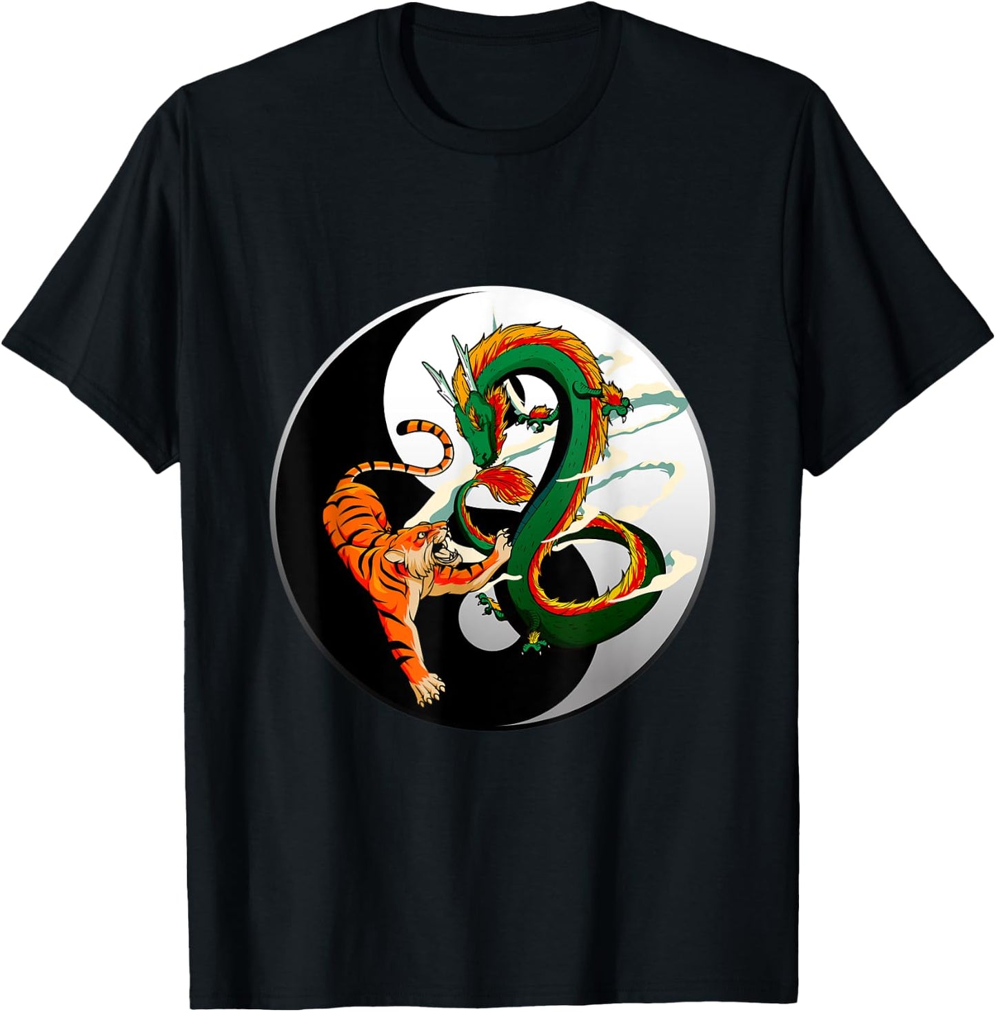 Yin Yang Dragon Tiger T-Shirt - T-Shirt | Black