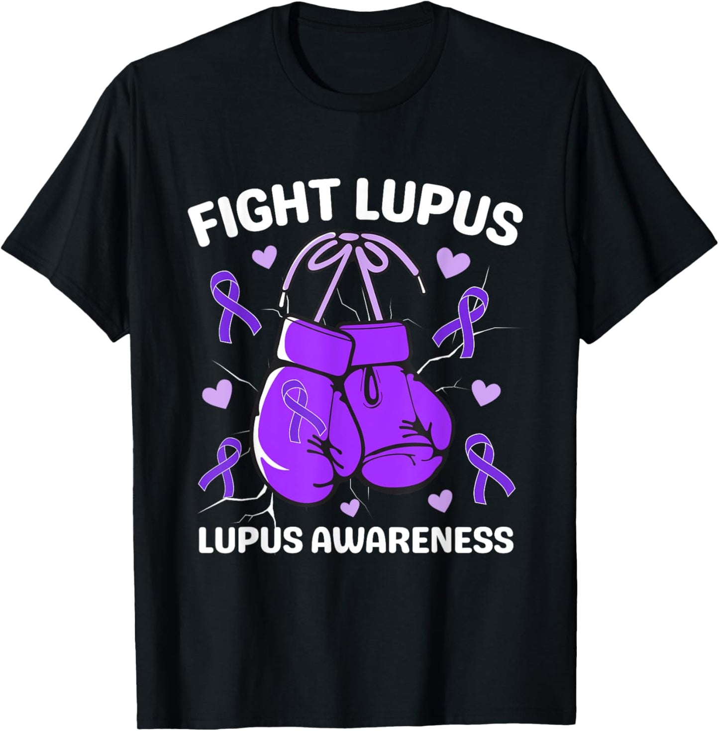 Fight Lupus Purple Awareness Ribbon Lupus Fighter Women Men T-Shirt - T-Shirt | Black