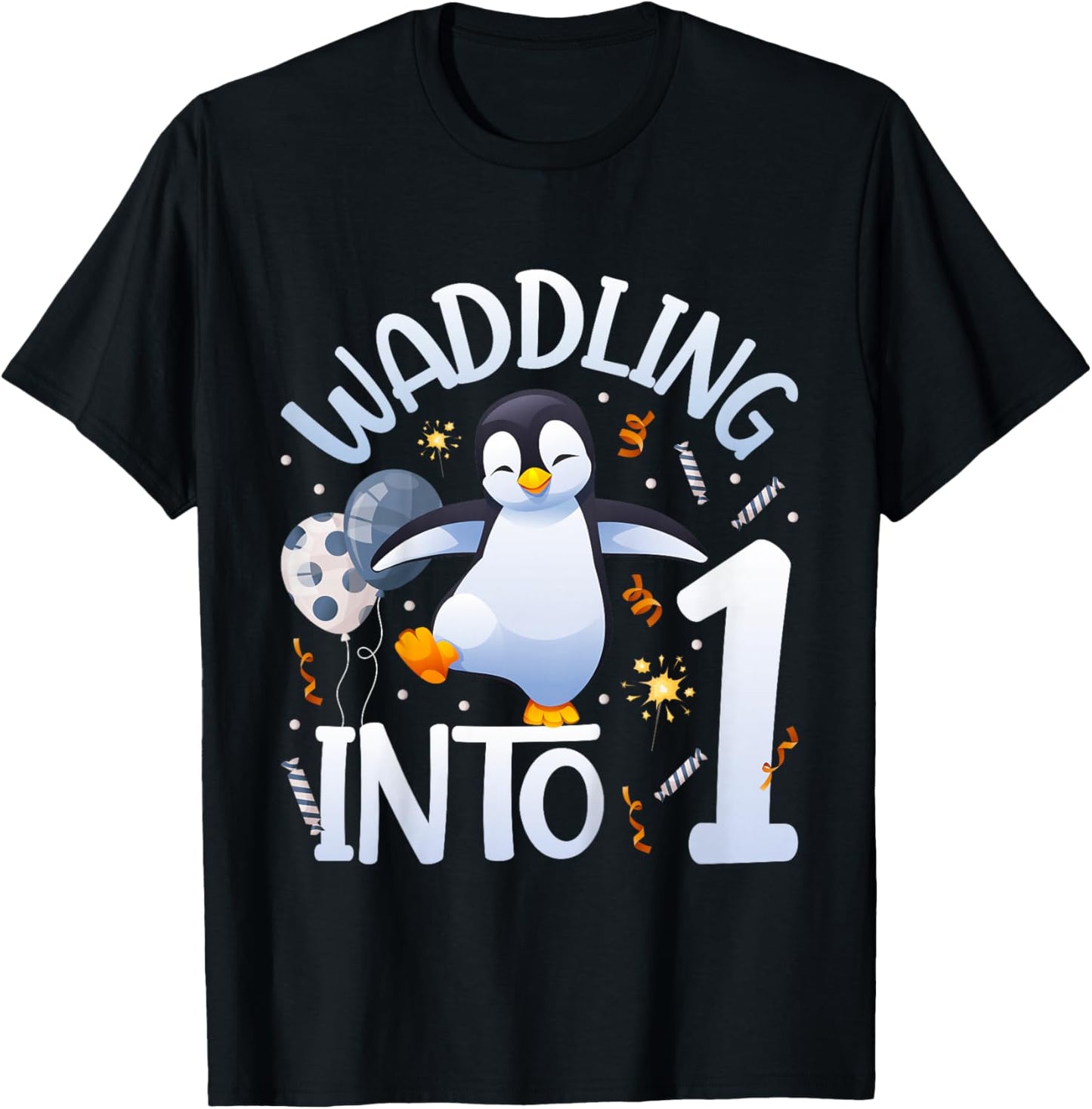 1st Penguin Birthday Party One Year Old Penguins T-Shirt - T-Shirt | Black