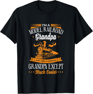 Funny Model Railroad Train Cool Grandpa Grandparent Gift T-Shirt - T-Shirt | Black
