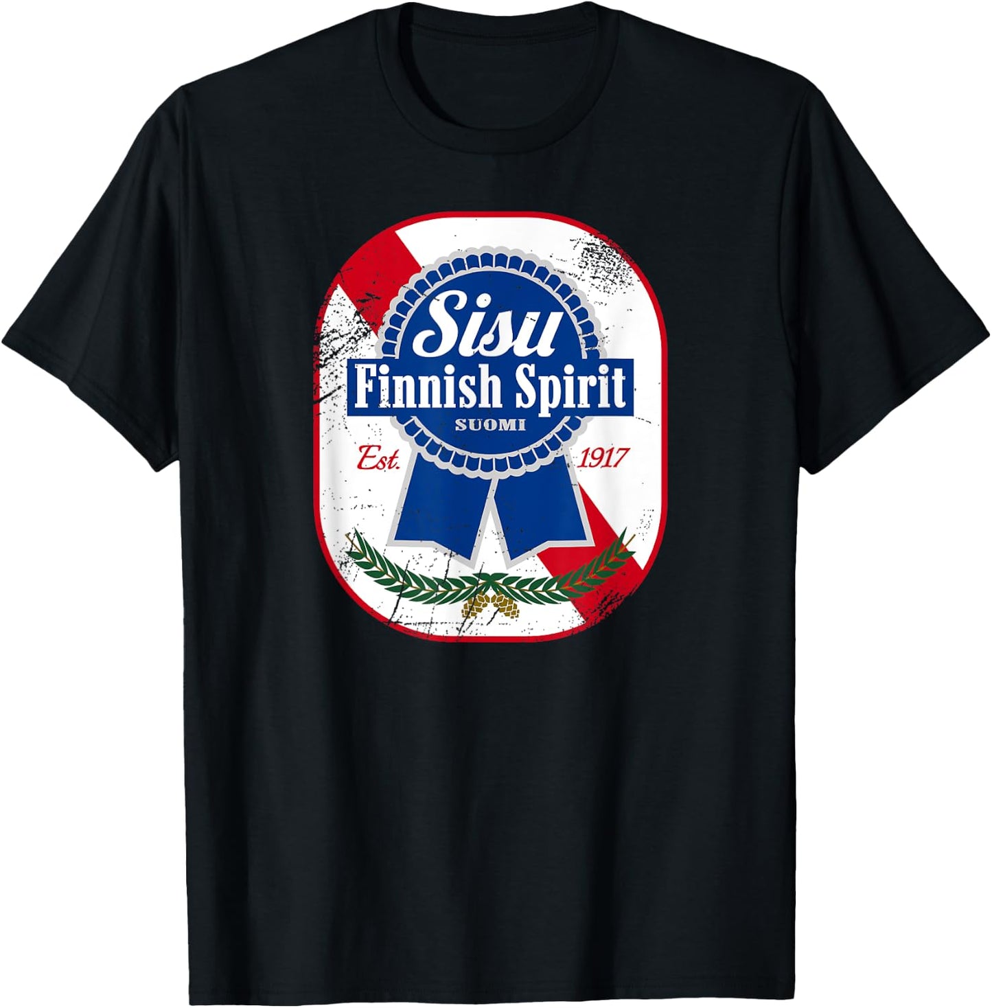 Sisu Finnish Finland Suomi Vintage Classic Retro Beer Label T-Shirt - T-Shirt | Black