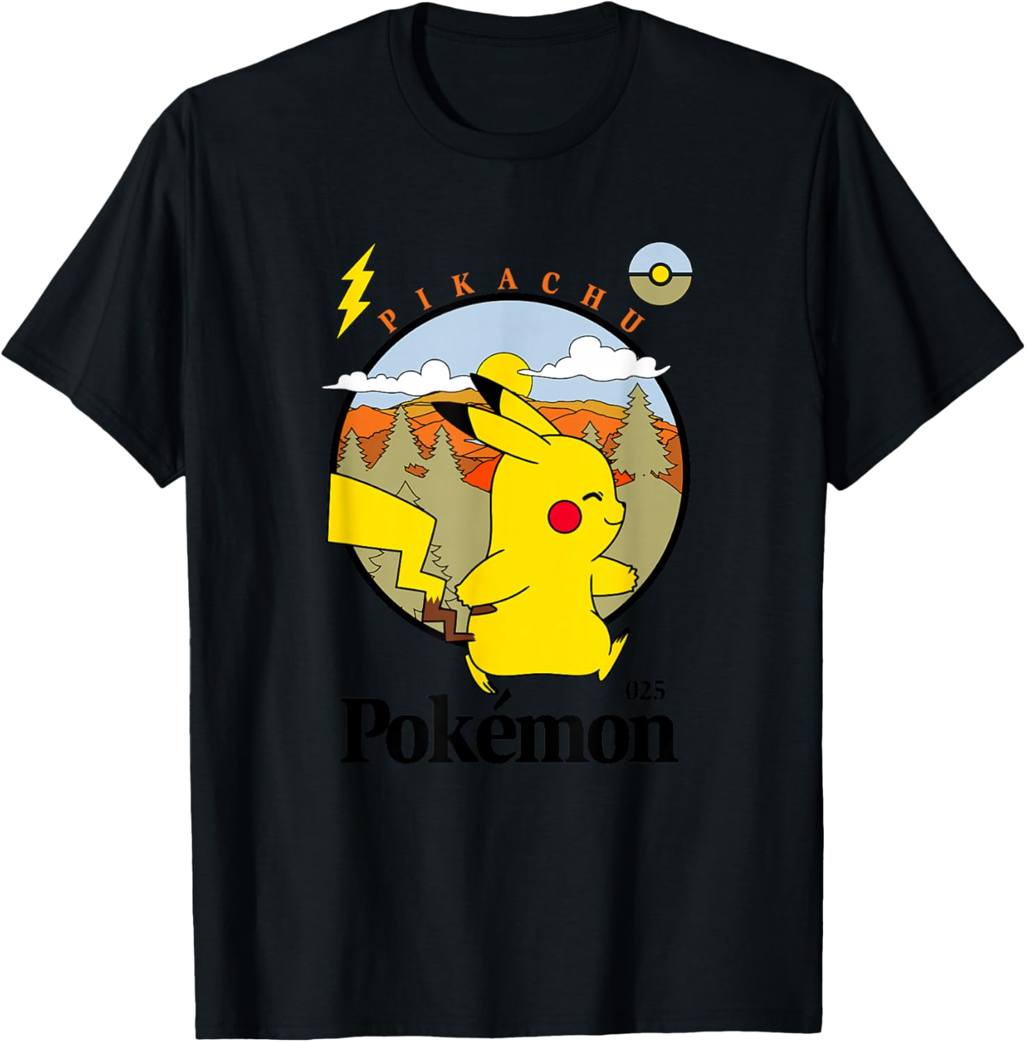 Pokémon Pikachu Outdoor Adventures Vintage Post Card T-Shirt - T-Shirt | Black