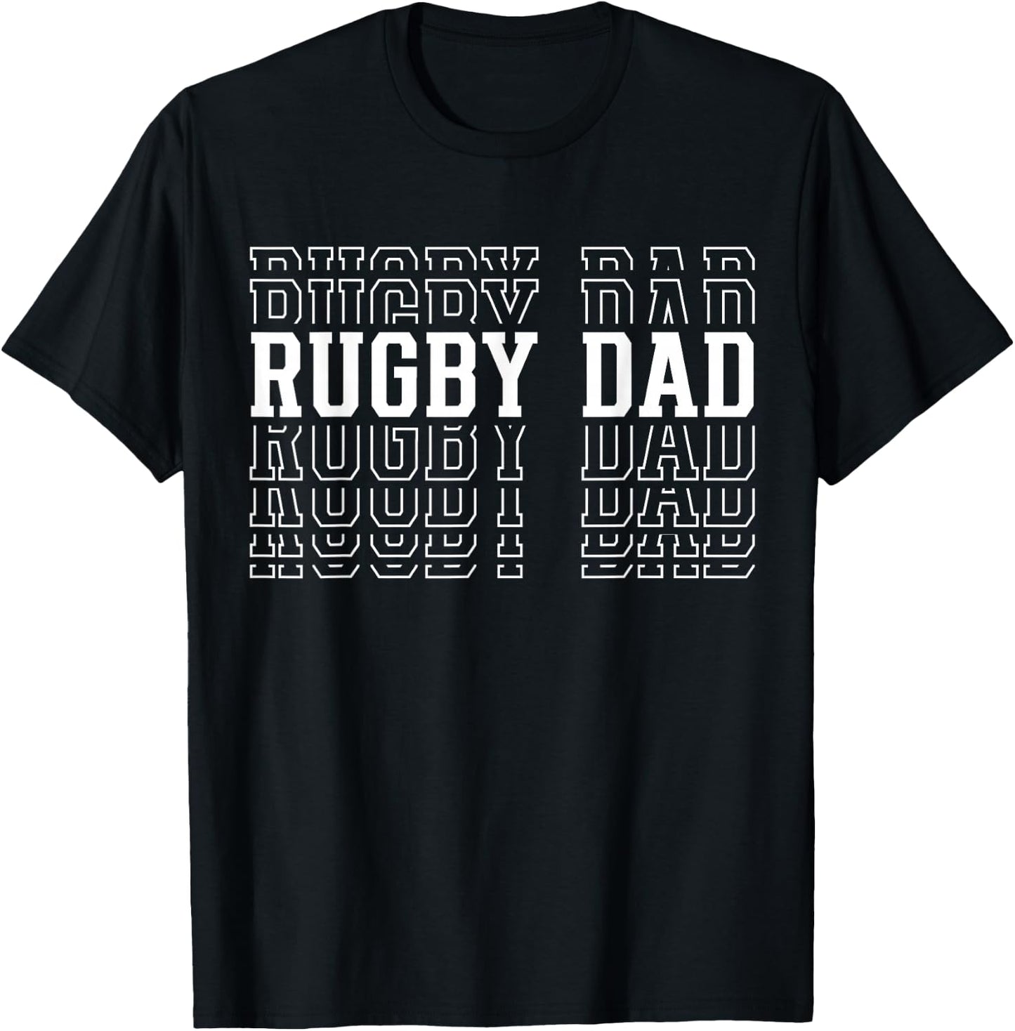 Rugby Dad Funny Layered Text Father Coach Player T-Shirt - T-Shirt | Black