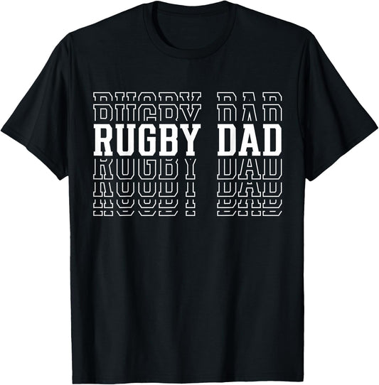 Rugby Dad Funny Layered Text Father Coach Player T-Shirt - T-Shirt | Black