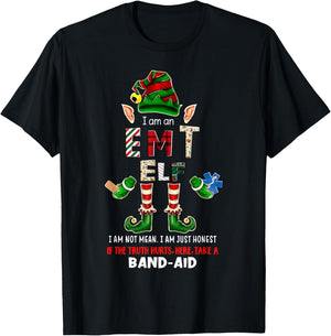 EMT Elf Paramedic Christmas Emergency Medical Nurse T-Shirt - T-Shirt | Black