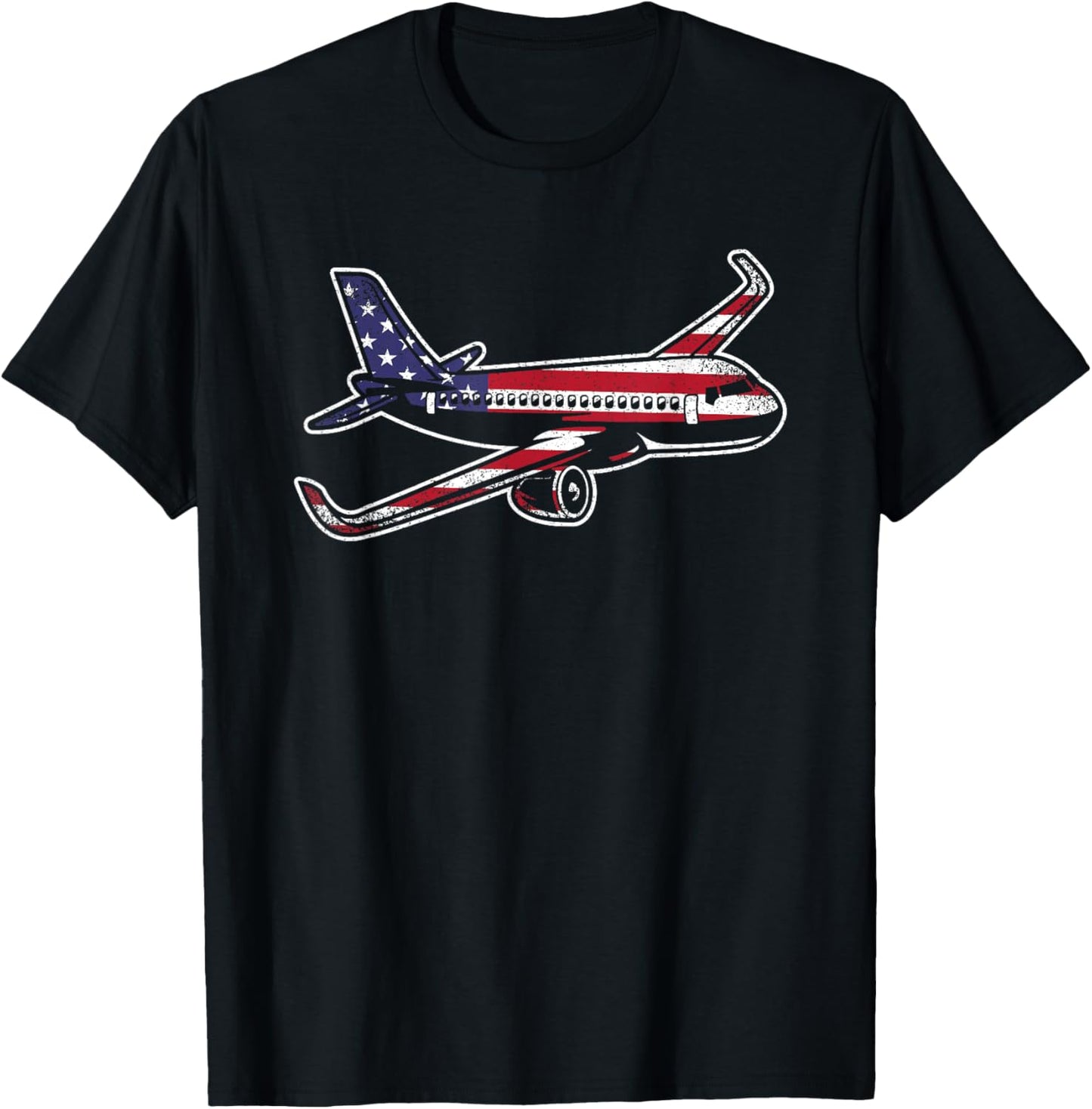 Vintage Fly Planes Airplane American Flag Pilot Aviation T-Shirt - T-Shirt | Black
