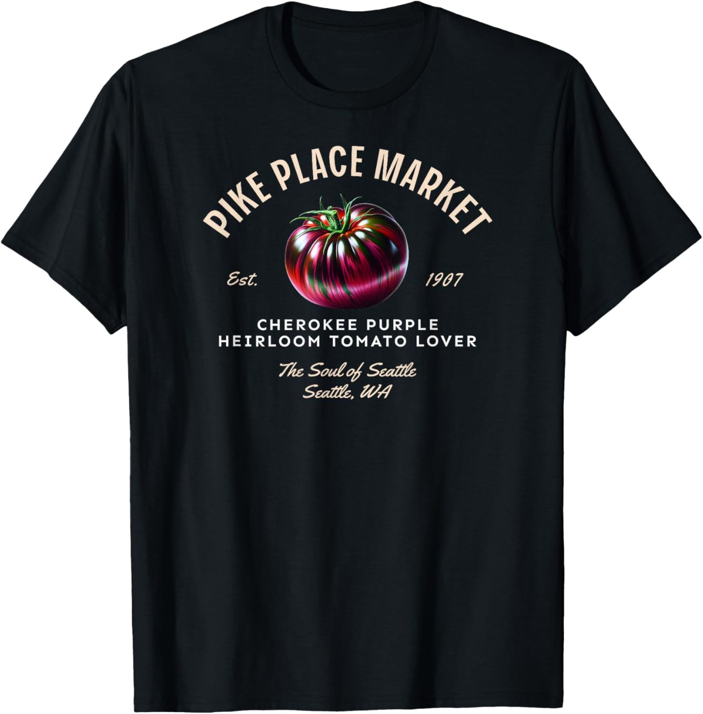 Cherokee Purple Tomato – Pike Place Market Heirloom T-Shirt - T-Shirt | Black