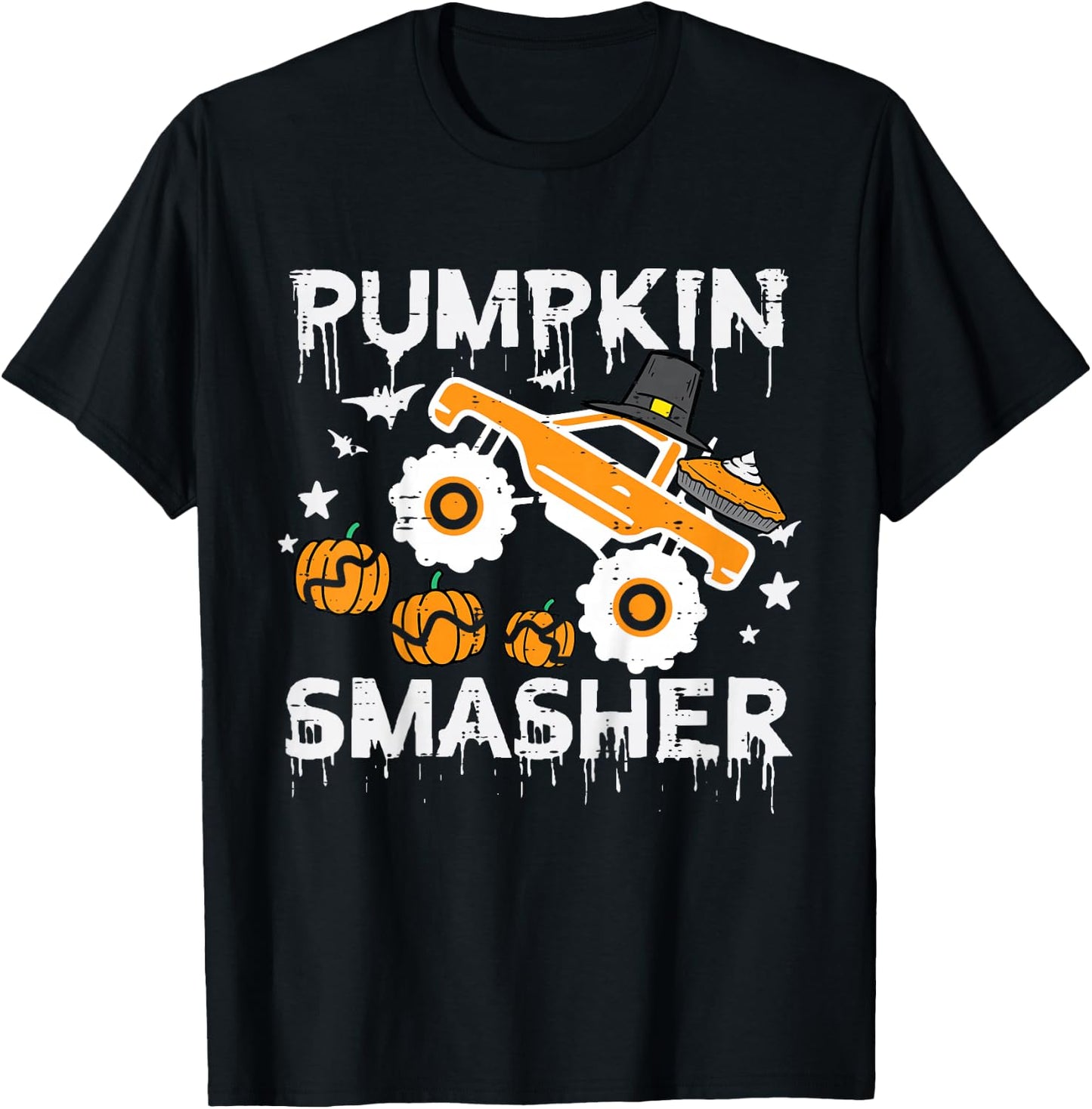 Thanksgiving Monster Truck Pumpkin Smasher Toddler Boys Kids T-Shirt - T-Shirt | Black