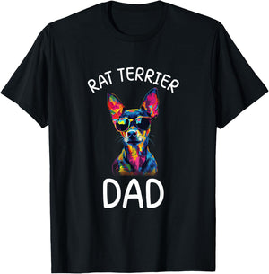 Rat Terrier Dad Pop Art Design Rat Terrier Lovers T-Shirt - T-Shirt | Black