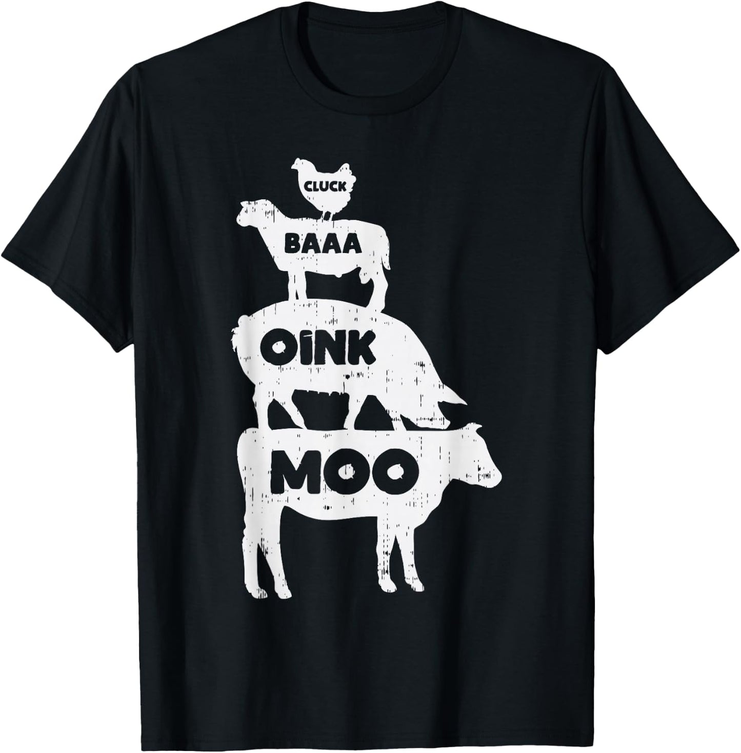 Cluck Baaa Oink Moo Country Farm Animal Farming Farmer Gift T-Shirt - T-Shirt | Black