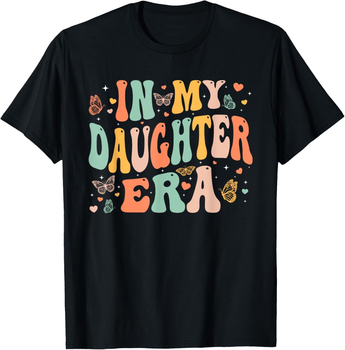 Retro Groovy In My Daughter Era Mother's Day Kids Girls T-Shirt - T-Shirt | Black