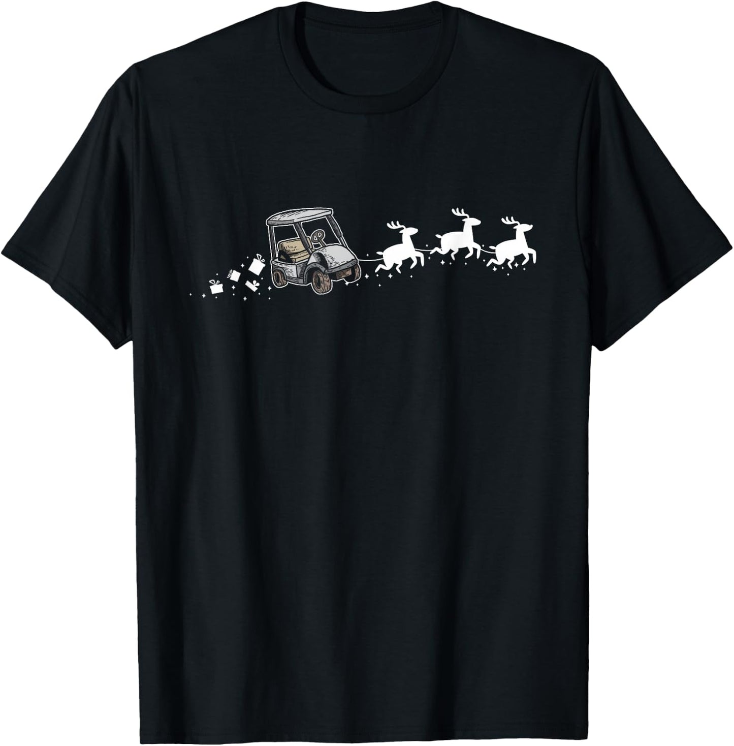 Golf Cart Santa Christmas Sleigh - Funny Golf Cart Xmas T-Shirt - T-Shirt | Black
