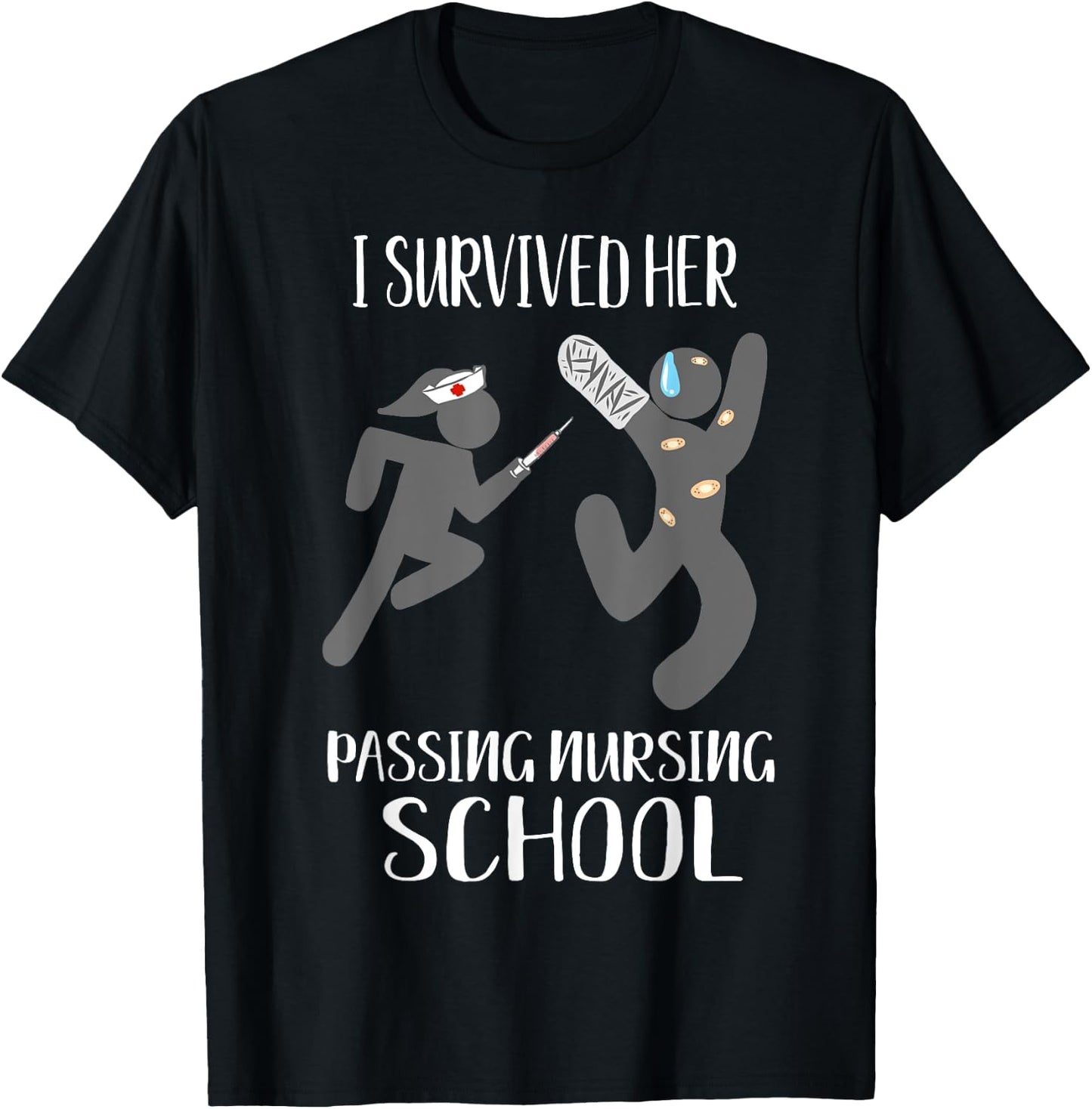 I Survived Her Passing Nursing School Gifts Him Boyfriend T-Shirt - T-Shirt | Black