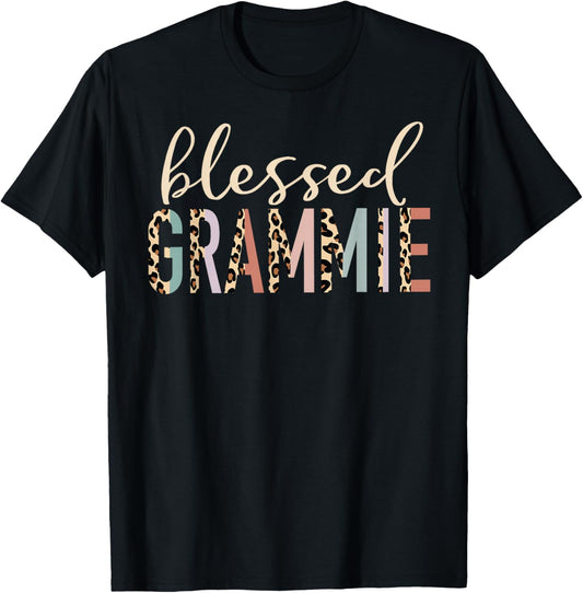 Blessed Grammie Cute Leopard Print T-Shirt - T-Shirt | Black