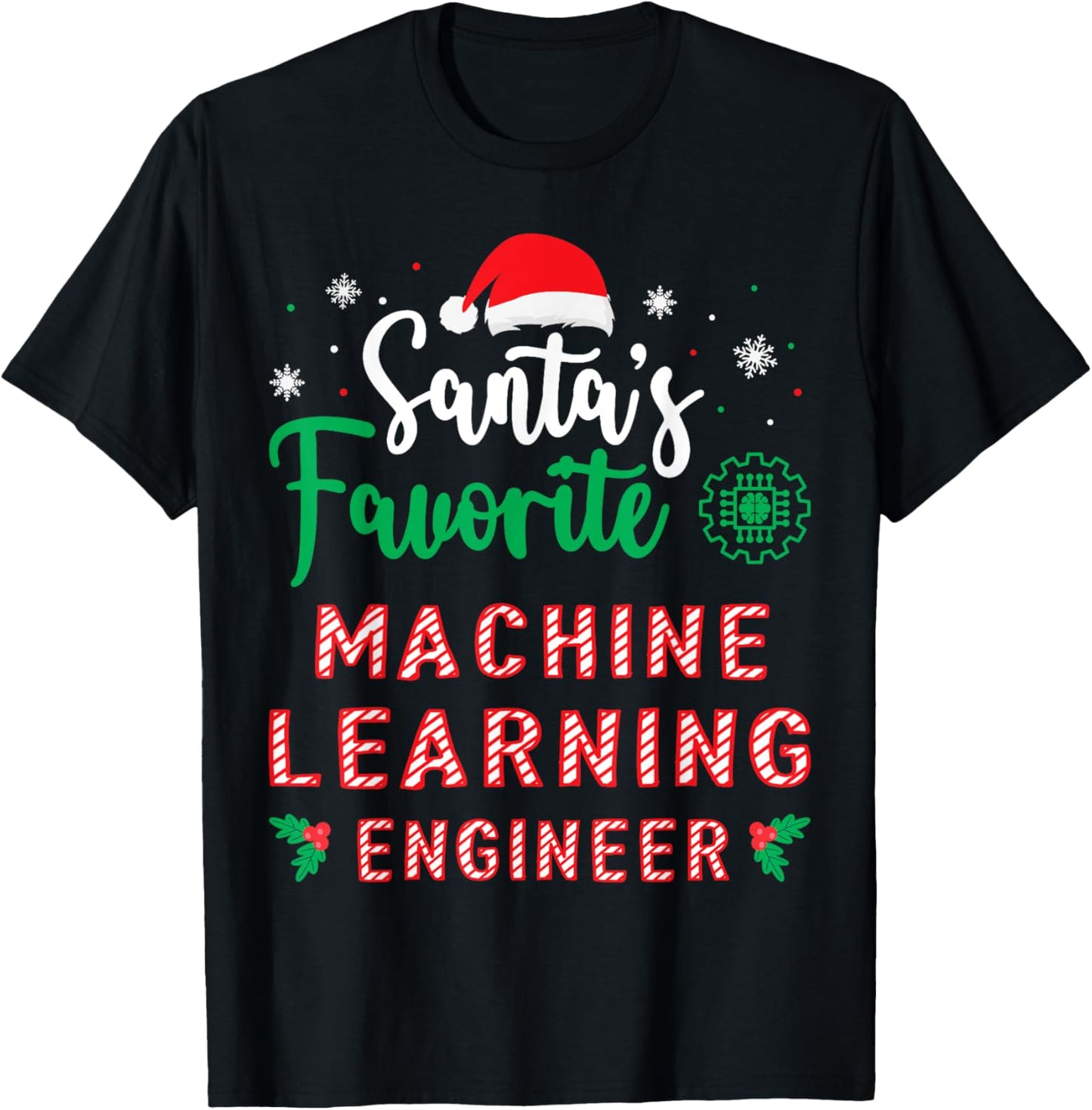 Christmas Artificial Intelligence Machine Learning Engineer T-Shirt - T-Shirt | Black