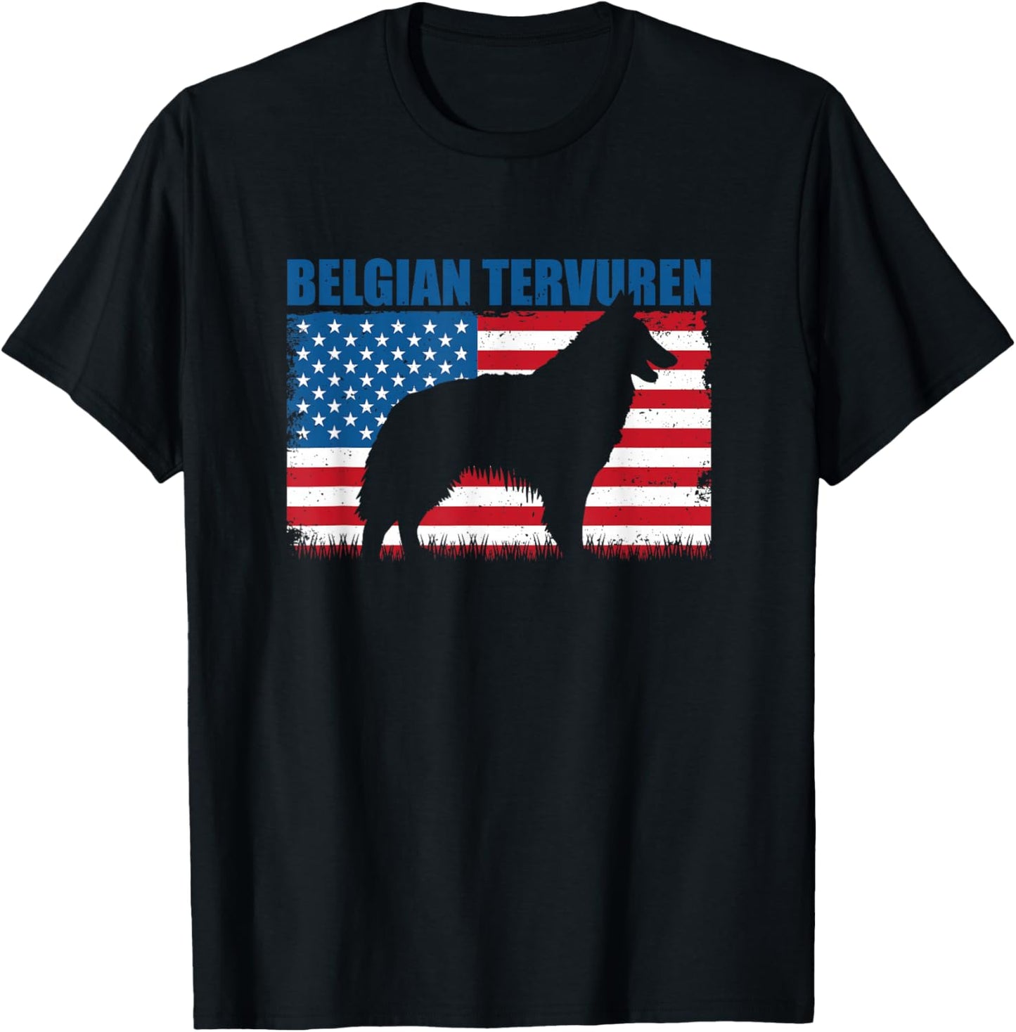 American Flag Belgian Tervuren Women Kids Men T-Shirt - T-Shirt | Black