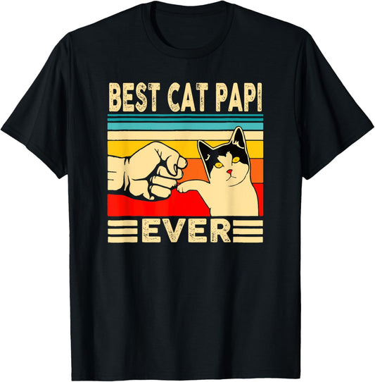 Best Cat Papi Ever Funny Cat Dad Cat Lover Crazy Cat Guy Men T-Shirt - T-Shirt | Black