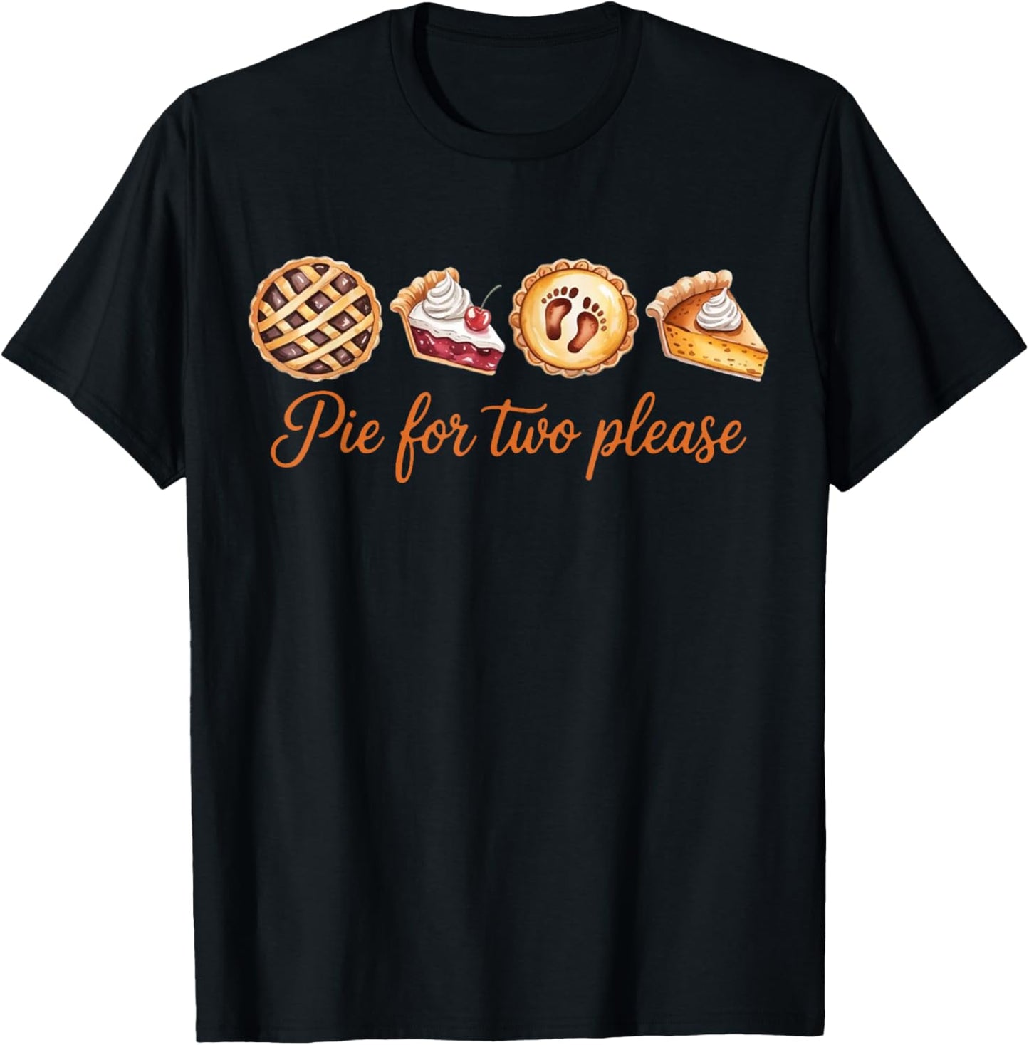Pie for Two Please Retro Thanksgiving Pregnancy Announcement T-Shirt - T-Shirt | Black