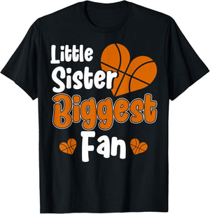 Cute Little Sister Basketball I'm His Biggest Fan Basketball T-Shirt - T-Shirt | Black