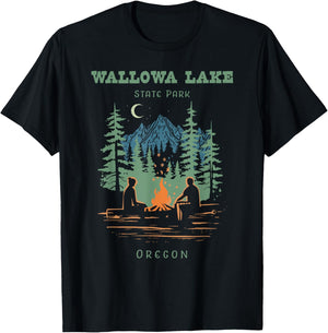 Wallowa Lake State Park Oregon Retro Vintage T-Shirt - T-Shirt | Black