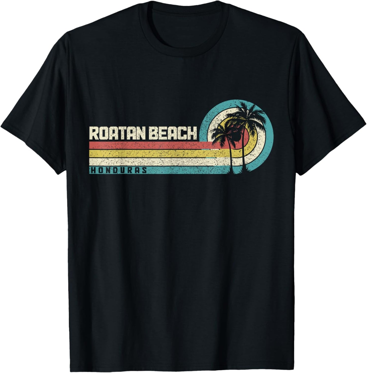 Roatan Beach Honduras Surfer Vintage Souvenir T-Shirt - T-Shirt | Black