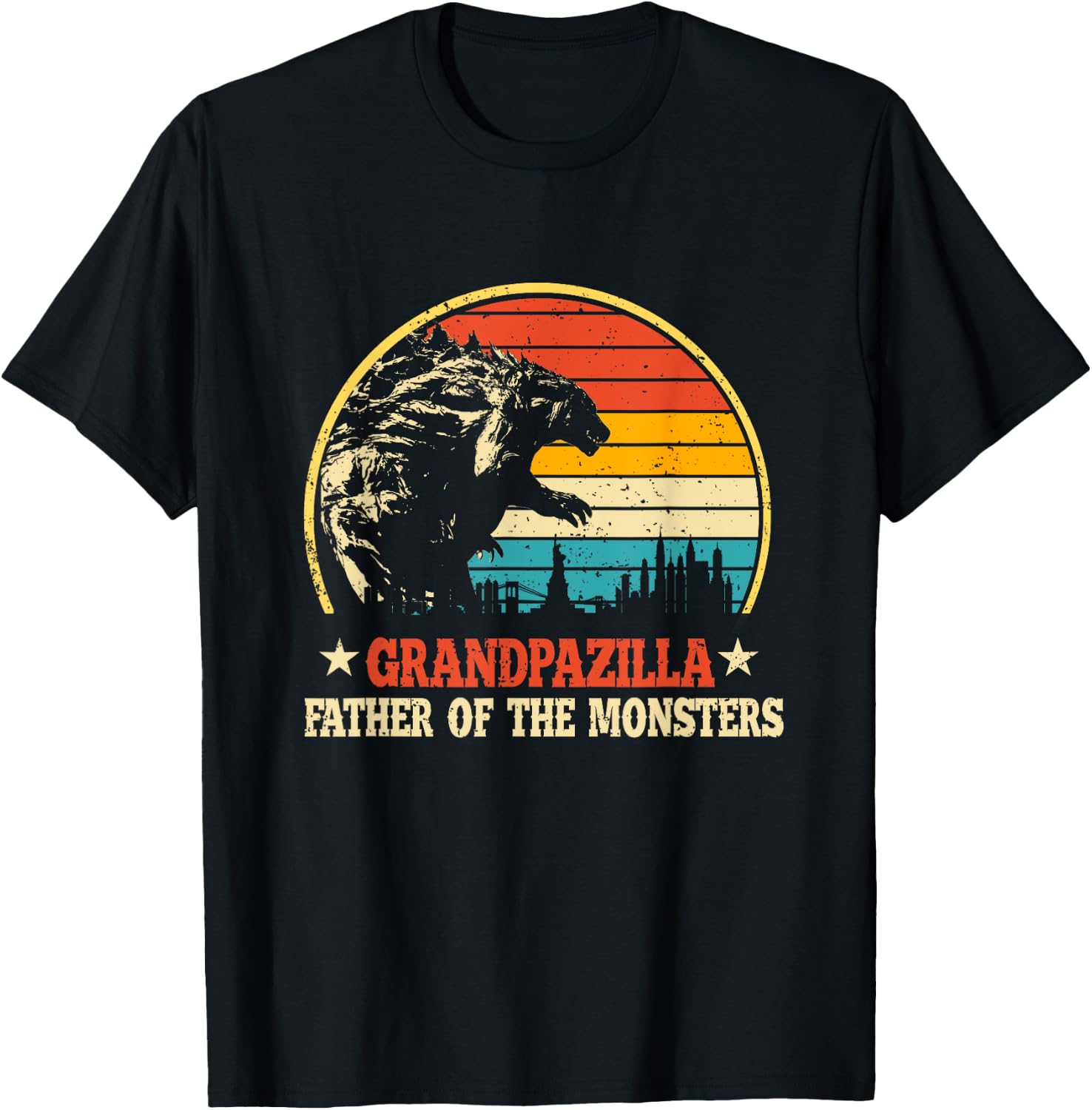 Grandpazilla Grandpa Of The Monsters Vintage Father's Day T-Shirt - T-Shirt | Black
