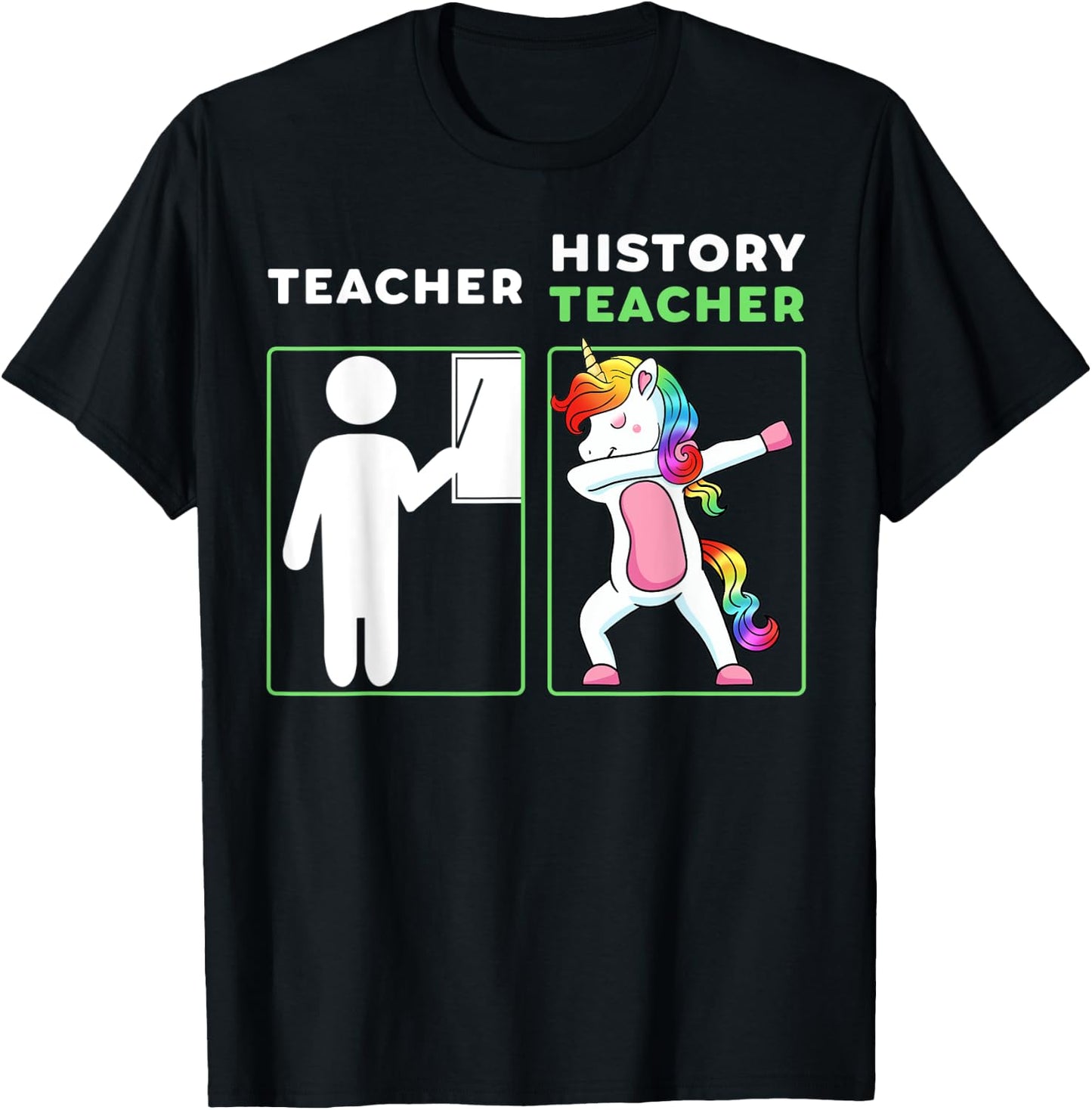 History Teacher Dabbing Professor Educator Unicorn T-Shirt - T-Shirt | Black
