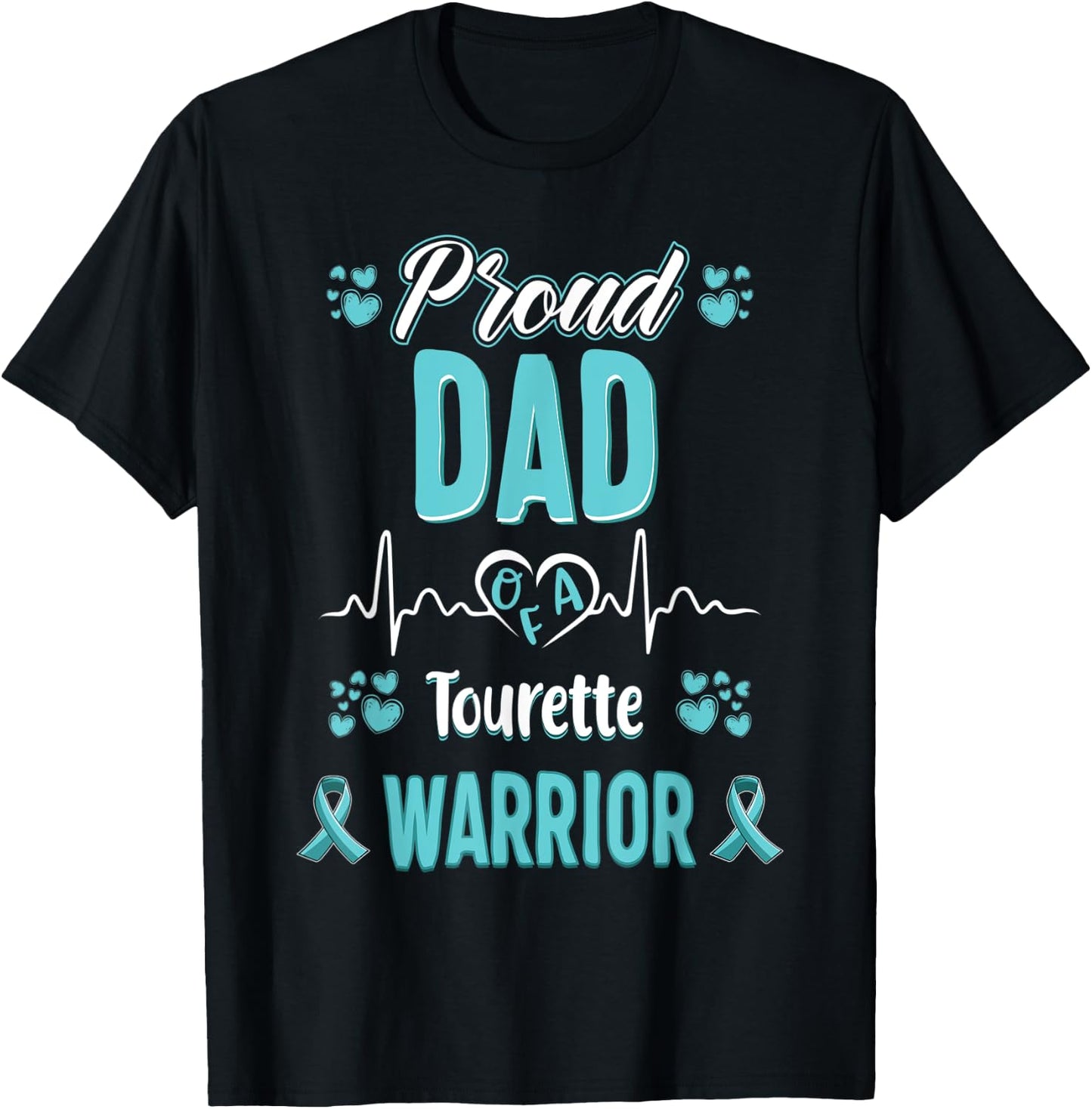 proud Dad Tourette syndrome warrior awareness ribbon T-Shirt - T-Shirt | Black