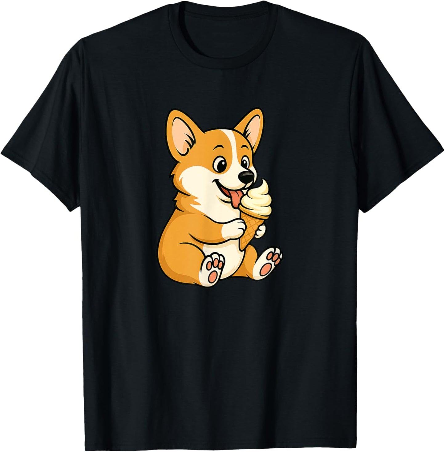 Corgi Ice Cream Zoo Animal Lover Kawaii Boys Girls Kids T-Shirt - T-Shirt | Black