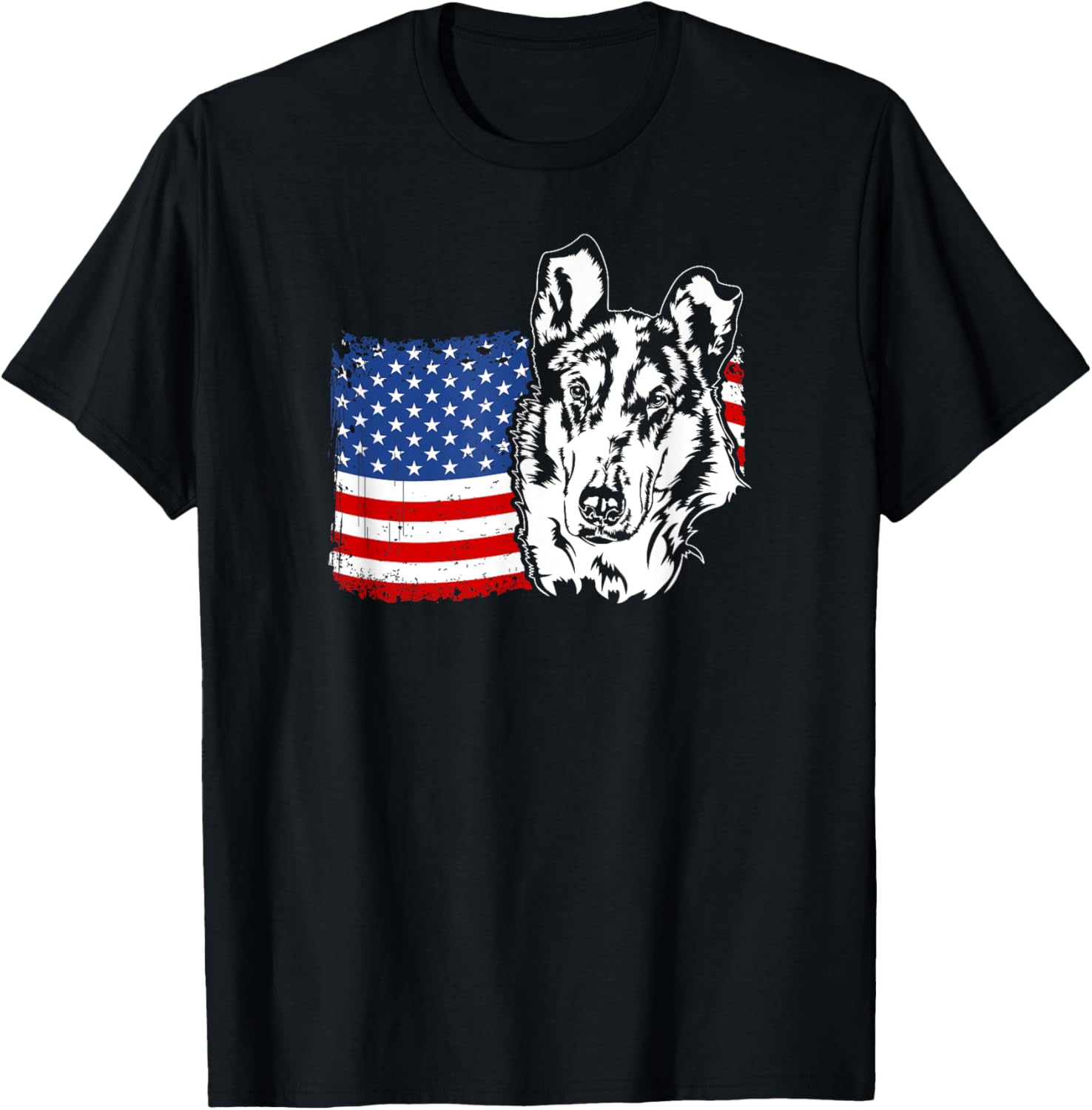 Proud Smooth Collie American US Flag Patriotic Dog Men Women T-Shirt - T-Shirt | Black
