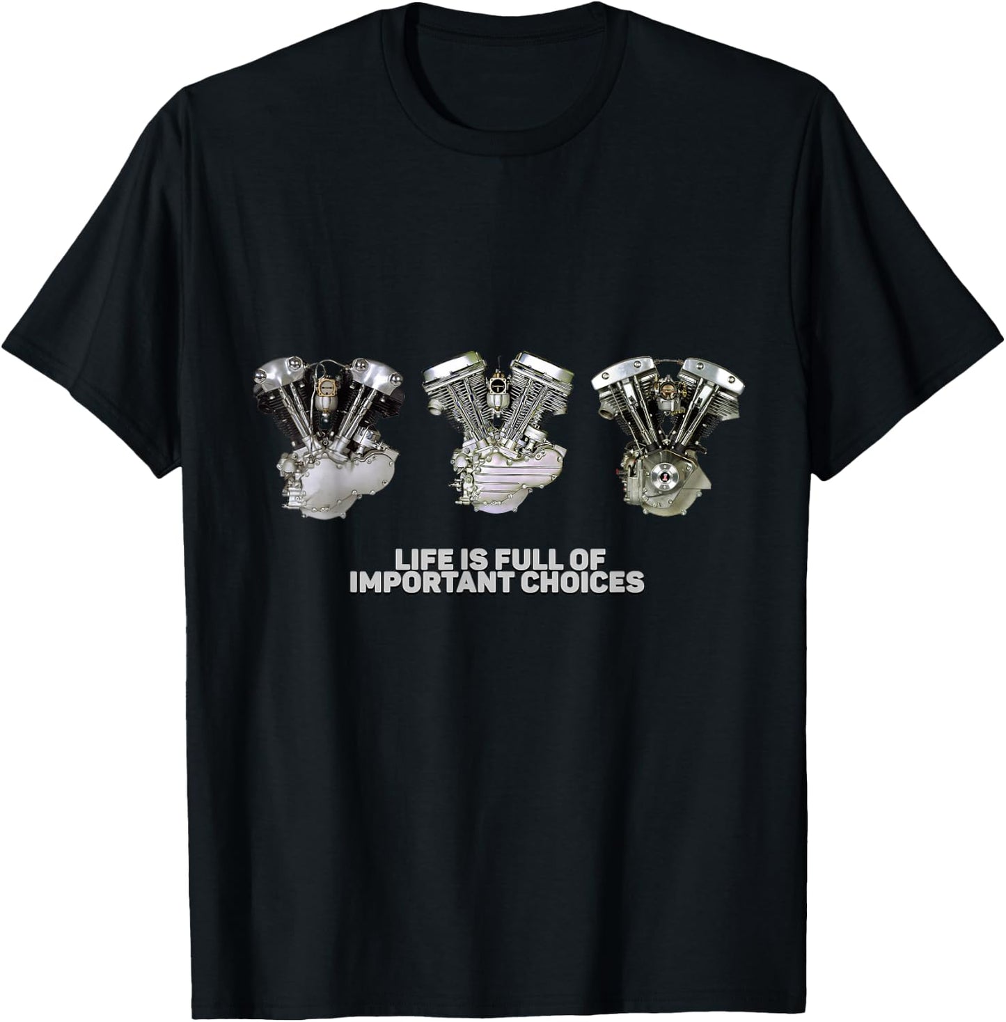 Shovelhead Knucklehead Panhead Biker Life is Full of Choices T-Shirt - T-Shirt | Black