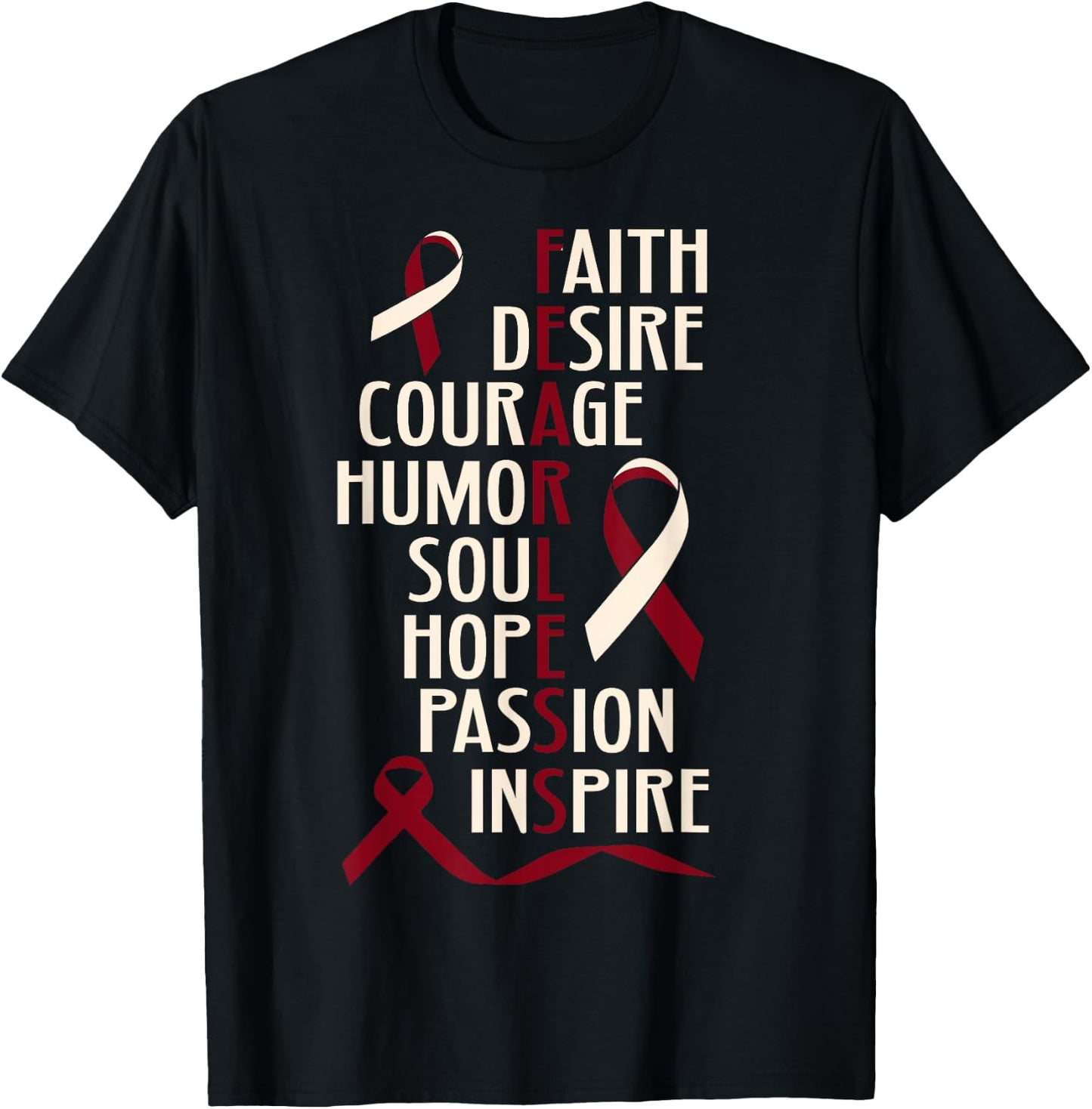 Oral Head Neck Cancer Awareness Fearless Inspirational T-Shirt - T-Shirt | Black