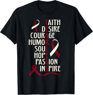 Oral Head Neck Cancer Awareness Fearless Inspirational T-Shirt - T-Shirt | Black