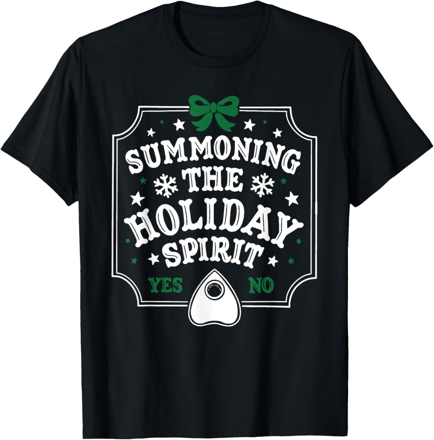 Summoning The Holiday Spirit Funny Christmas T-Shirt - T-Shirt | Black