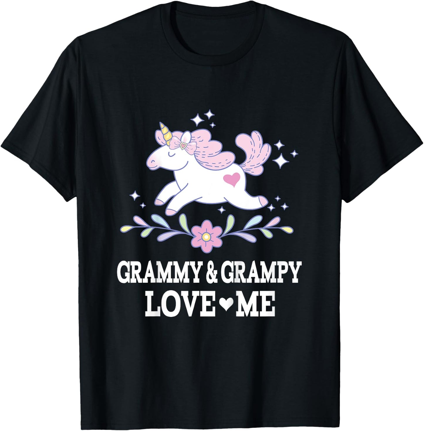 Grammy and Grampy Love Me Unicorn Grandchild T-Shirt - T-Shirt | Black