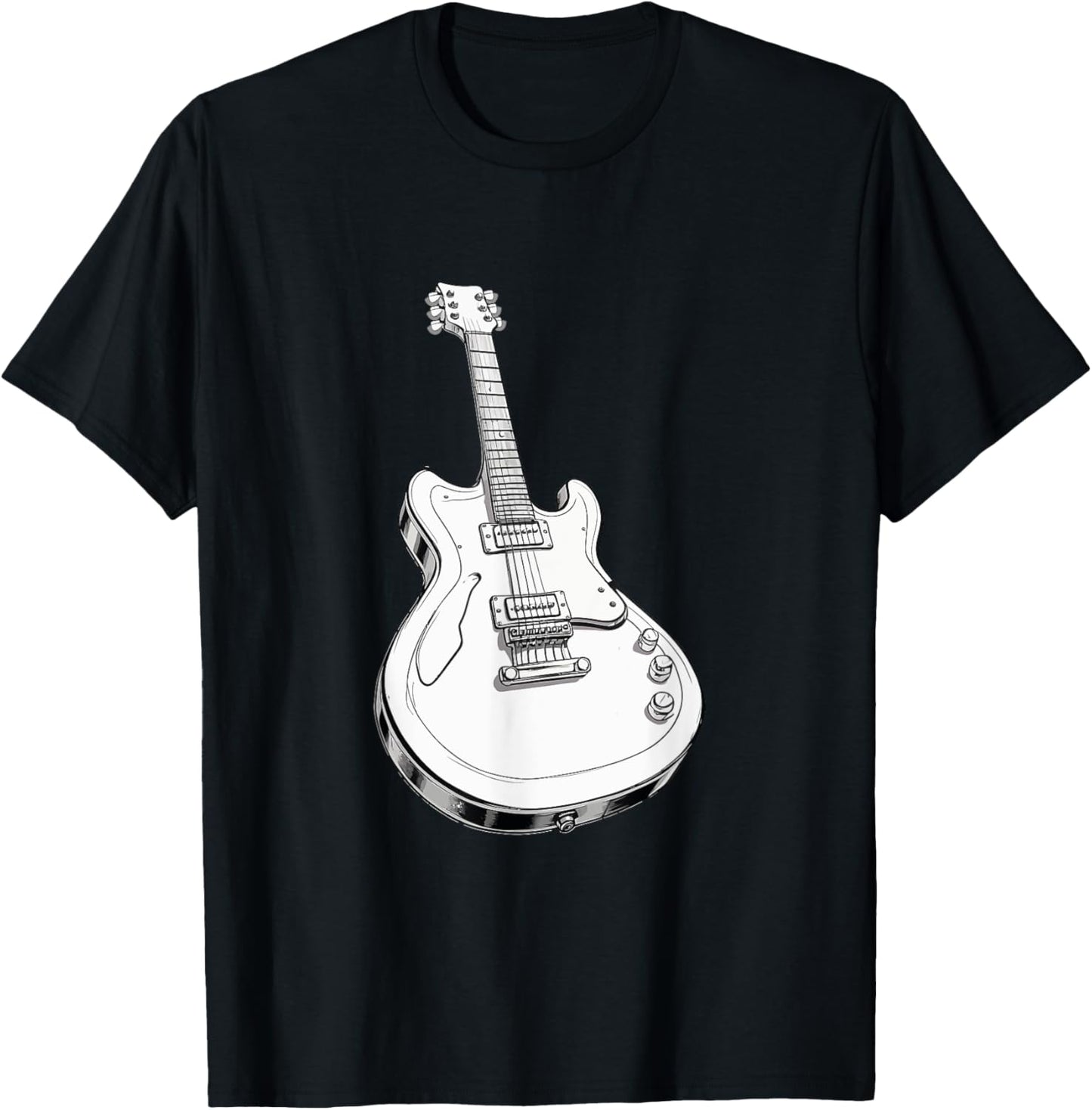 Classic White Electric Guitar T-Shirt - T-Shirt | Black