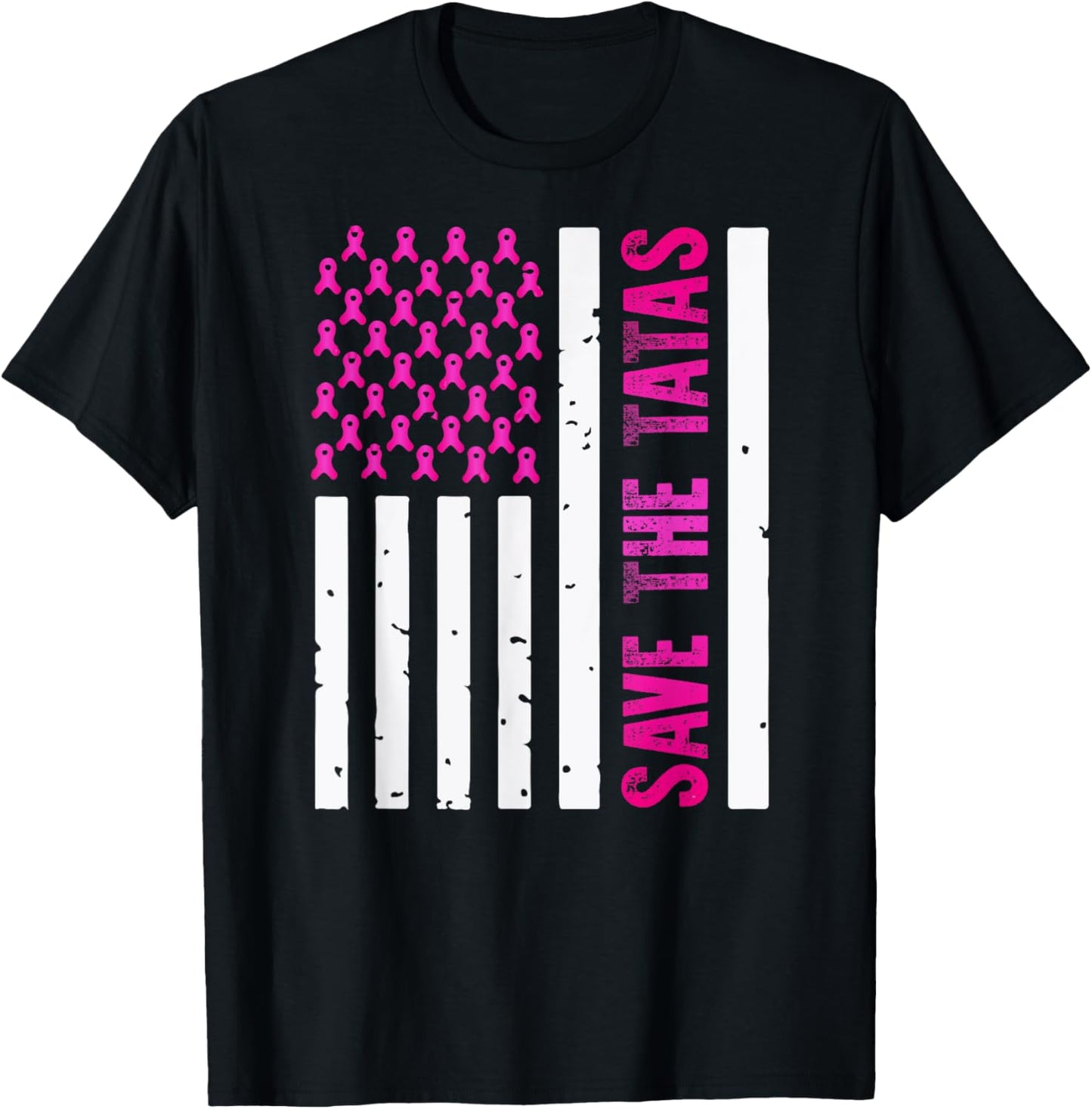 Save The Tatas Breast Cancer Awareness Pink Ribbon Family T-Shirt - T-Shirt | Black