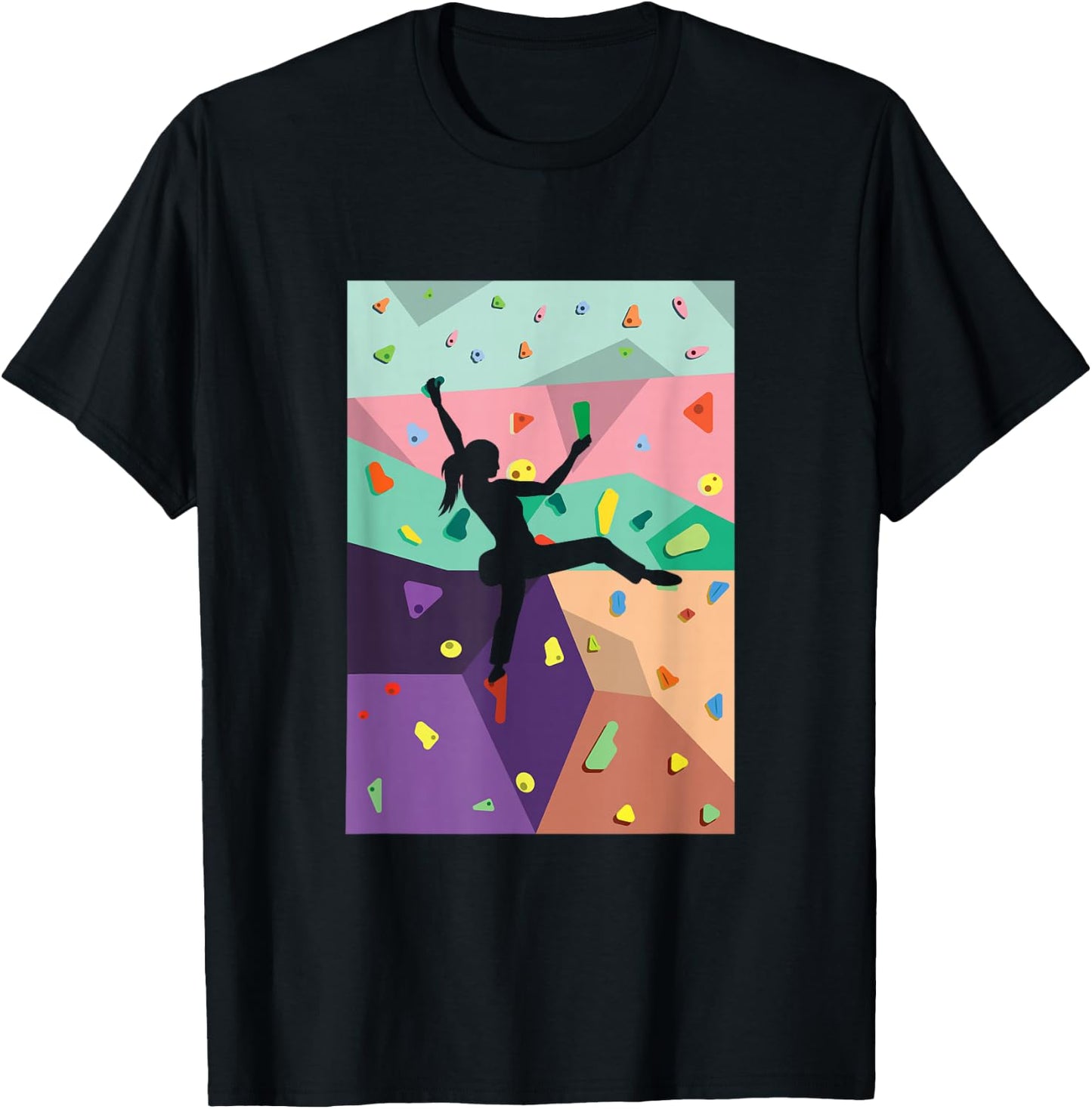 Cute Colorful Rock Climbing Bouldering Wall Climber T-Shirt - T-Shirt | Black