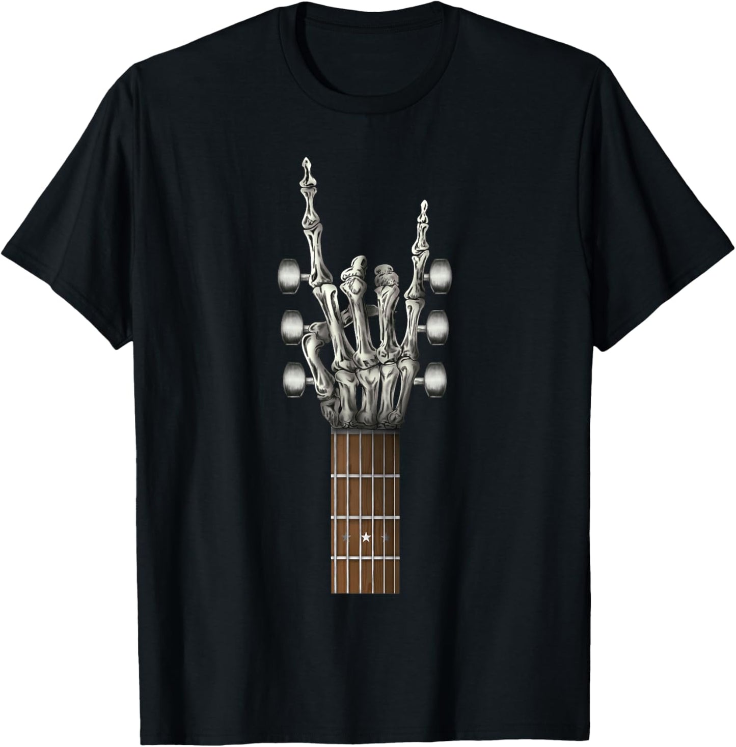 Rock On Skeleton Hand Guitar Rock & Roll Men Women Rock Band T-Shirt - T-Shirt | Black