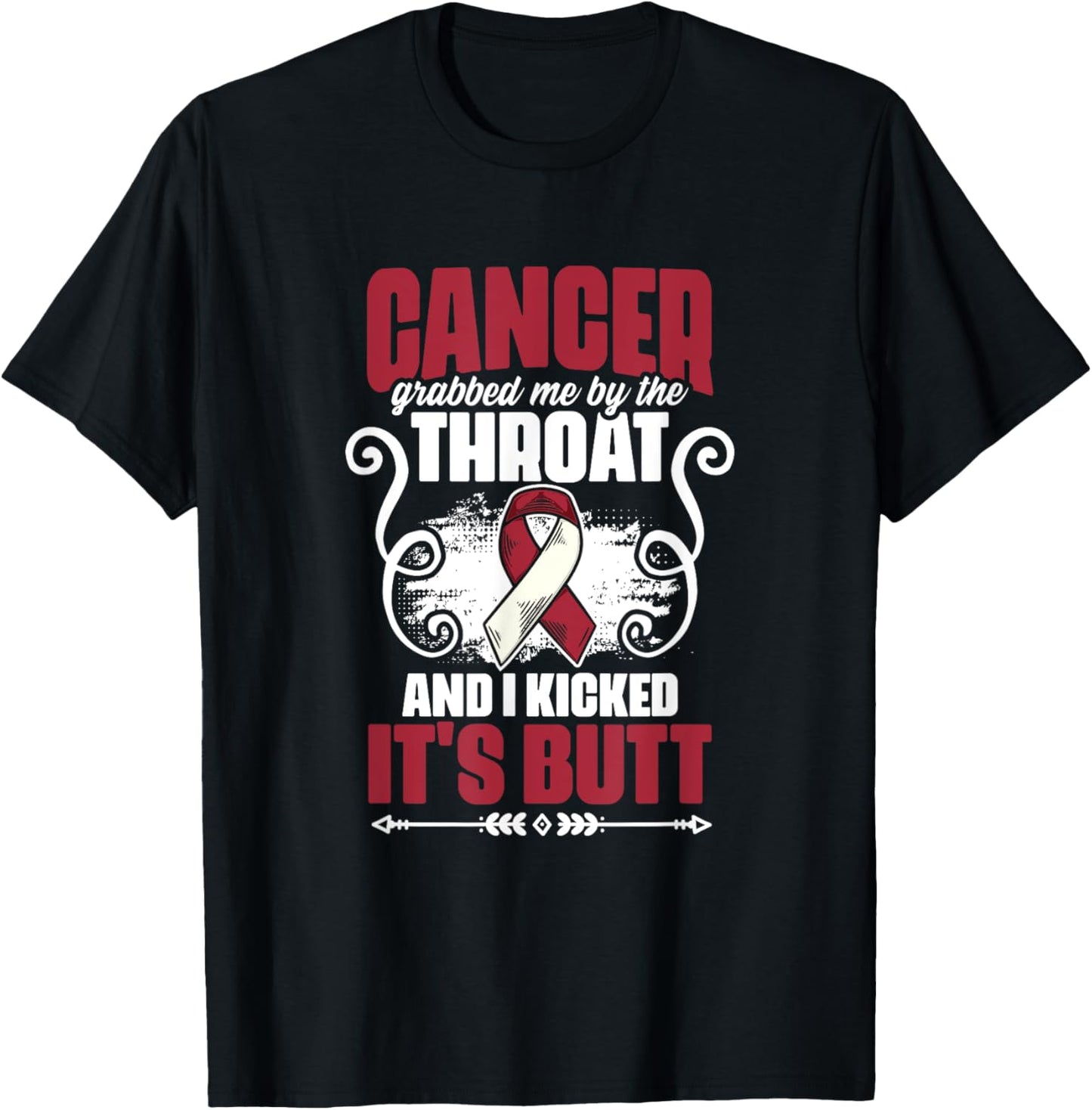 Cancer Grabbed Me By Throat Head And Neck Cancer Awareness T-Shirt - T-Shirt | Black
