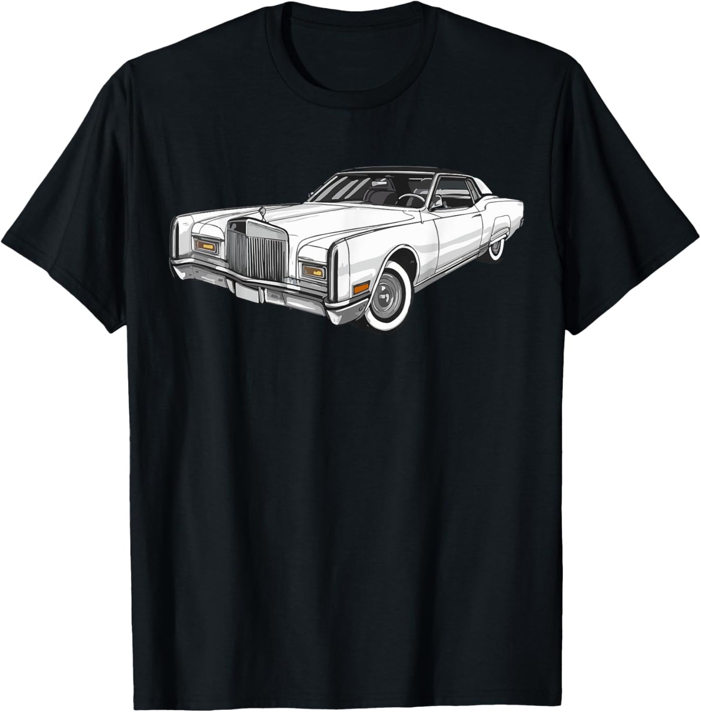 Classic Car 1967 vintage Lincoln Continental outline graphic (white) , Small, Black T-Shirt - T-Shirt | Black