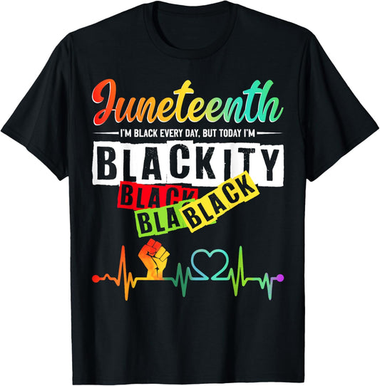 Juneteenth Blackity Heartbeat Black History African America T-Shirt - T-Shirt | Black